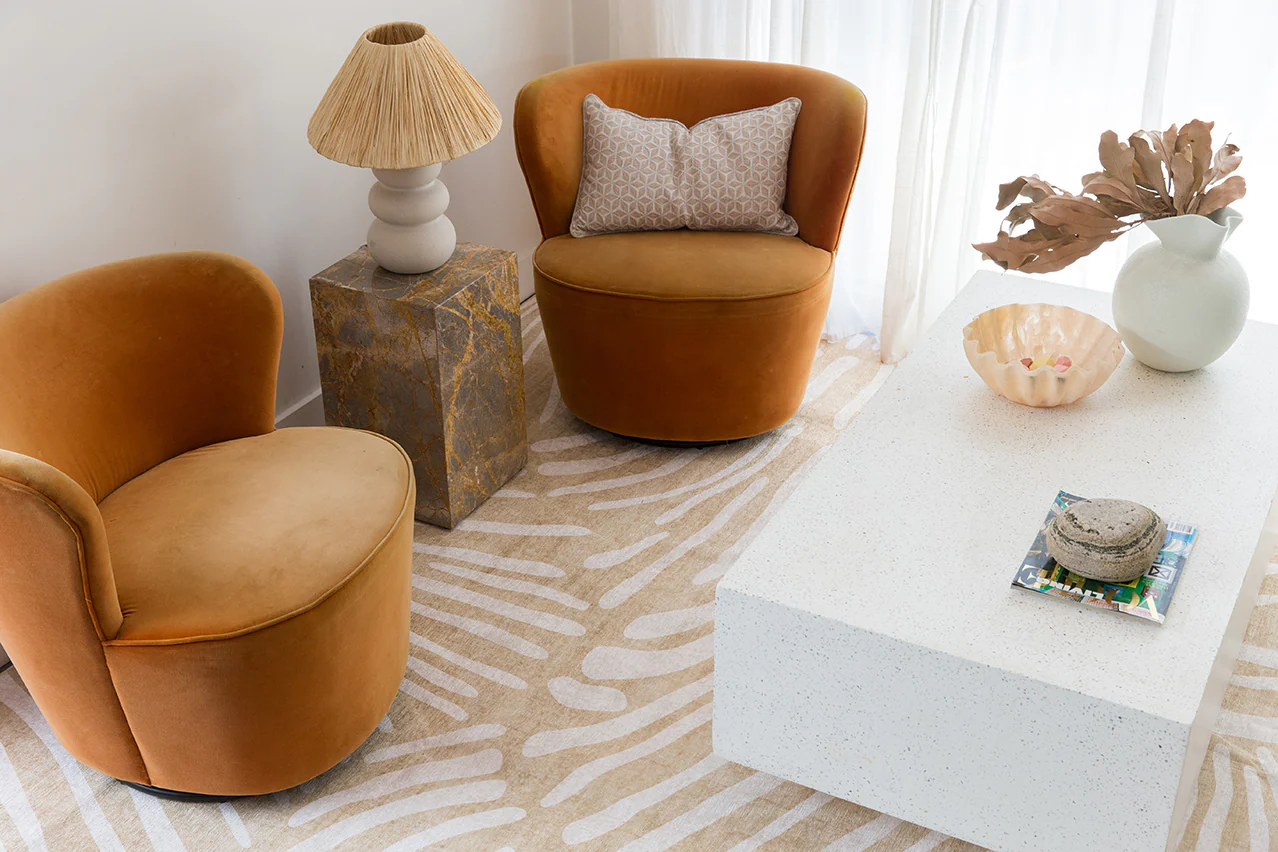 Faya Beige Palm Print Washable Rug - Image 3