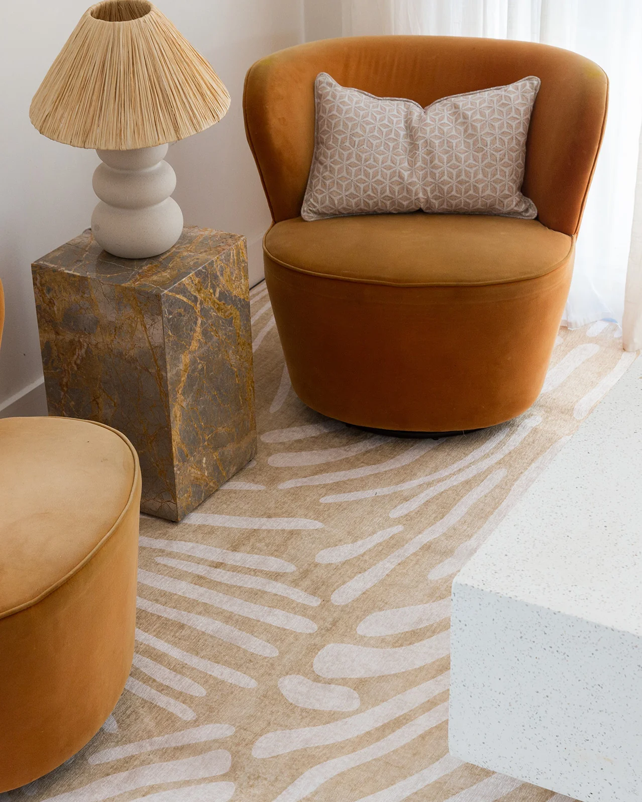 Faya Beige Palm Print Washable Rug - Image 4