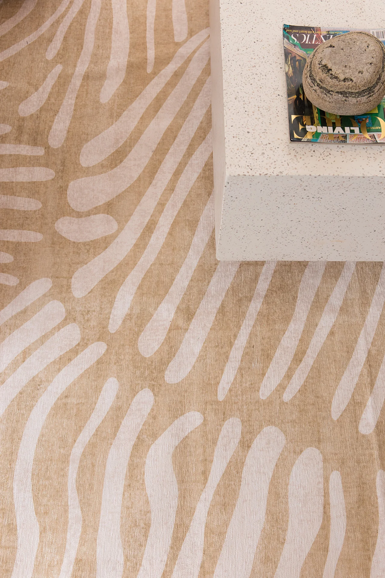 Faya Beige Palm Print Washable Rug - Image 5