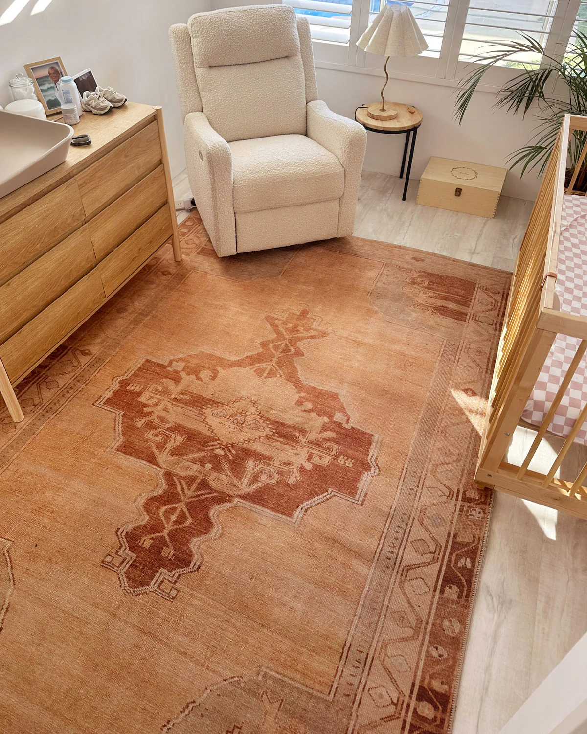Feliza Cream and Rust Medallion Washable Rug - Image 3