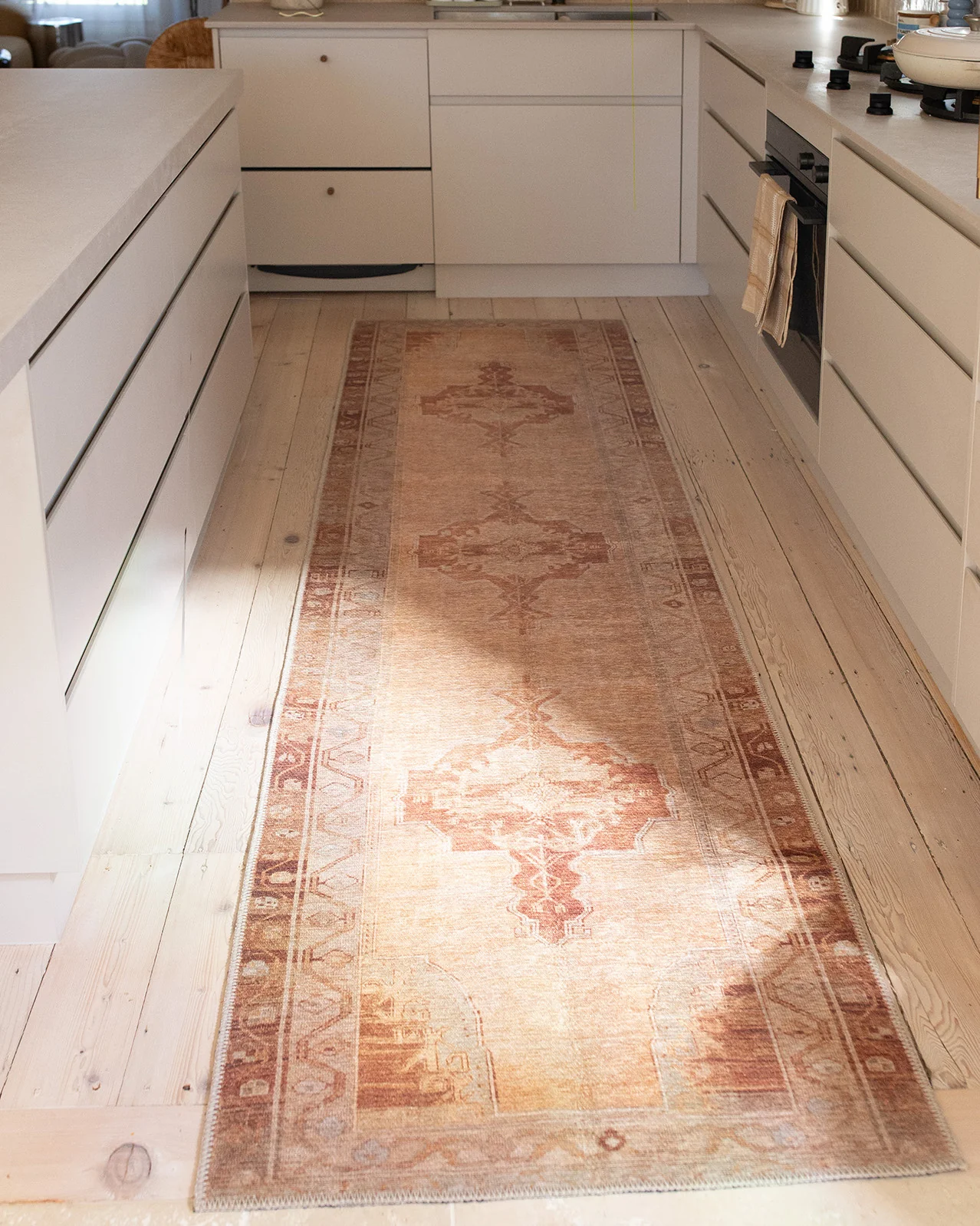 Feliza Cream and Rust Medallion Washable Runner Rug - Image 3