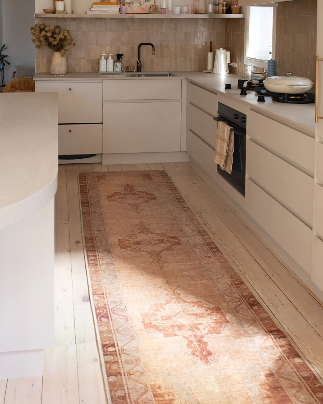 Feliza Cream and Rust Medallion Washable Runner Rug - Image 4