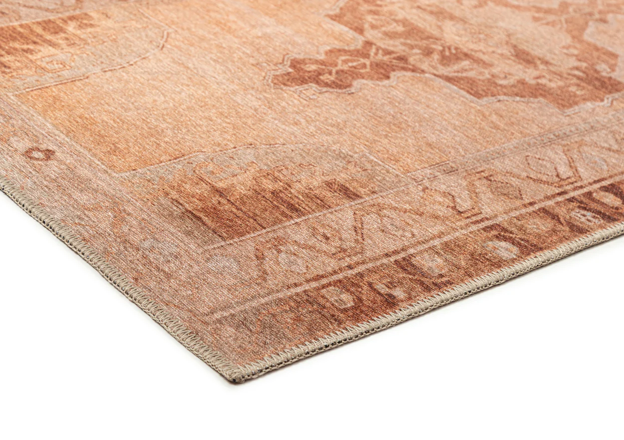 Feliza Cream and Rust Medallion Washable Runner Rug - Image 6