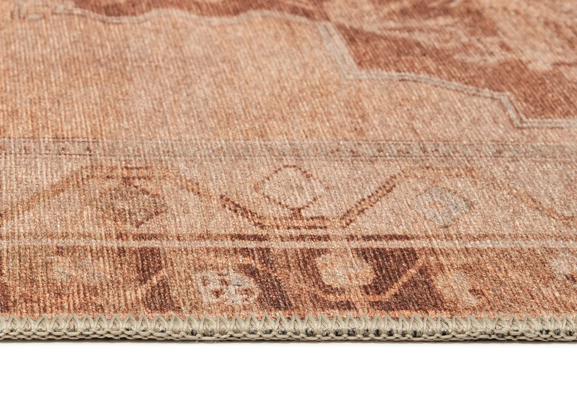 Feliza Cream and Rust Medallion Washable Runner Rug - Image 7