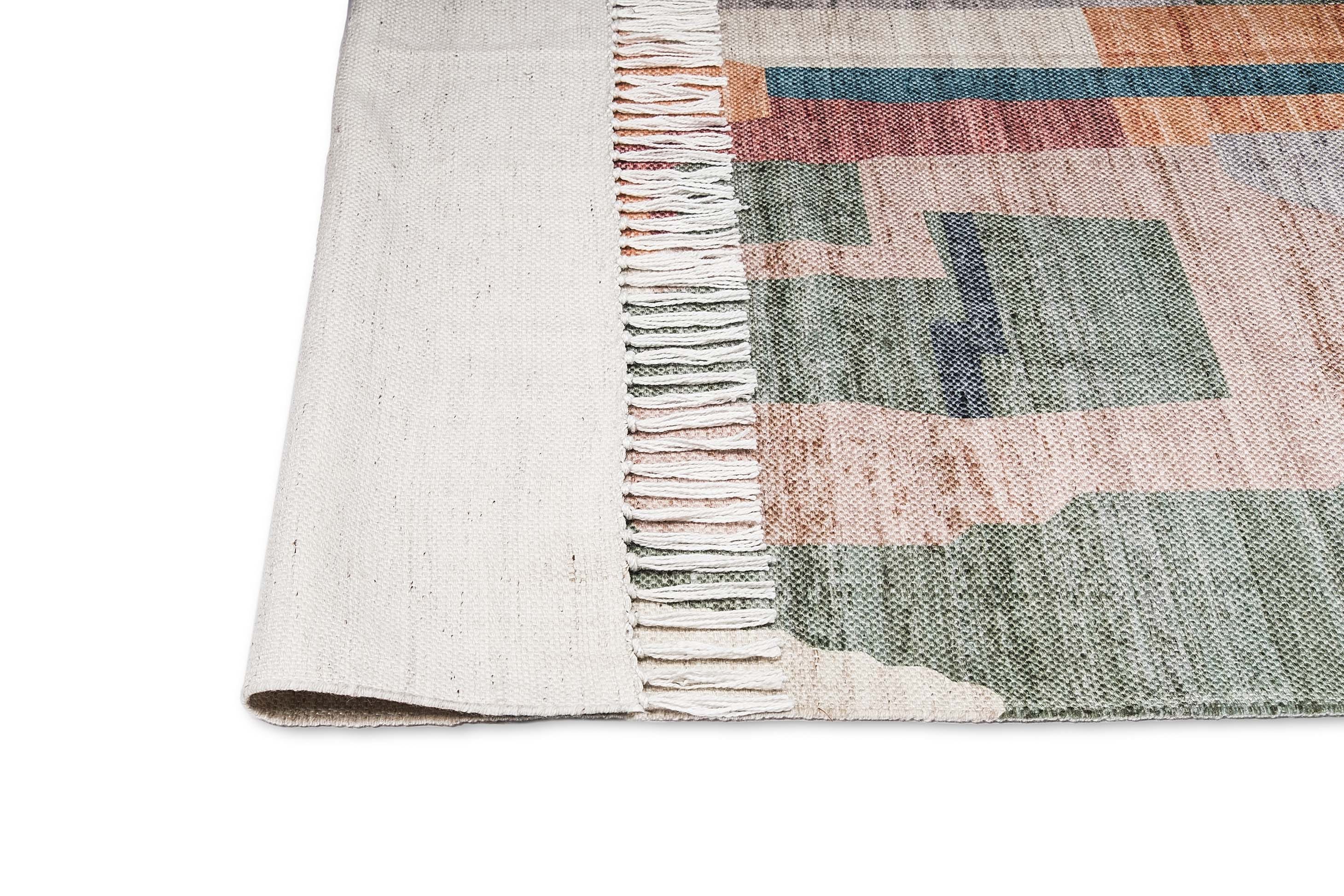 Fern Green and Orange Multi-Colour Abstract Tribal Indoor Outdoor Rug - Image 15