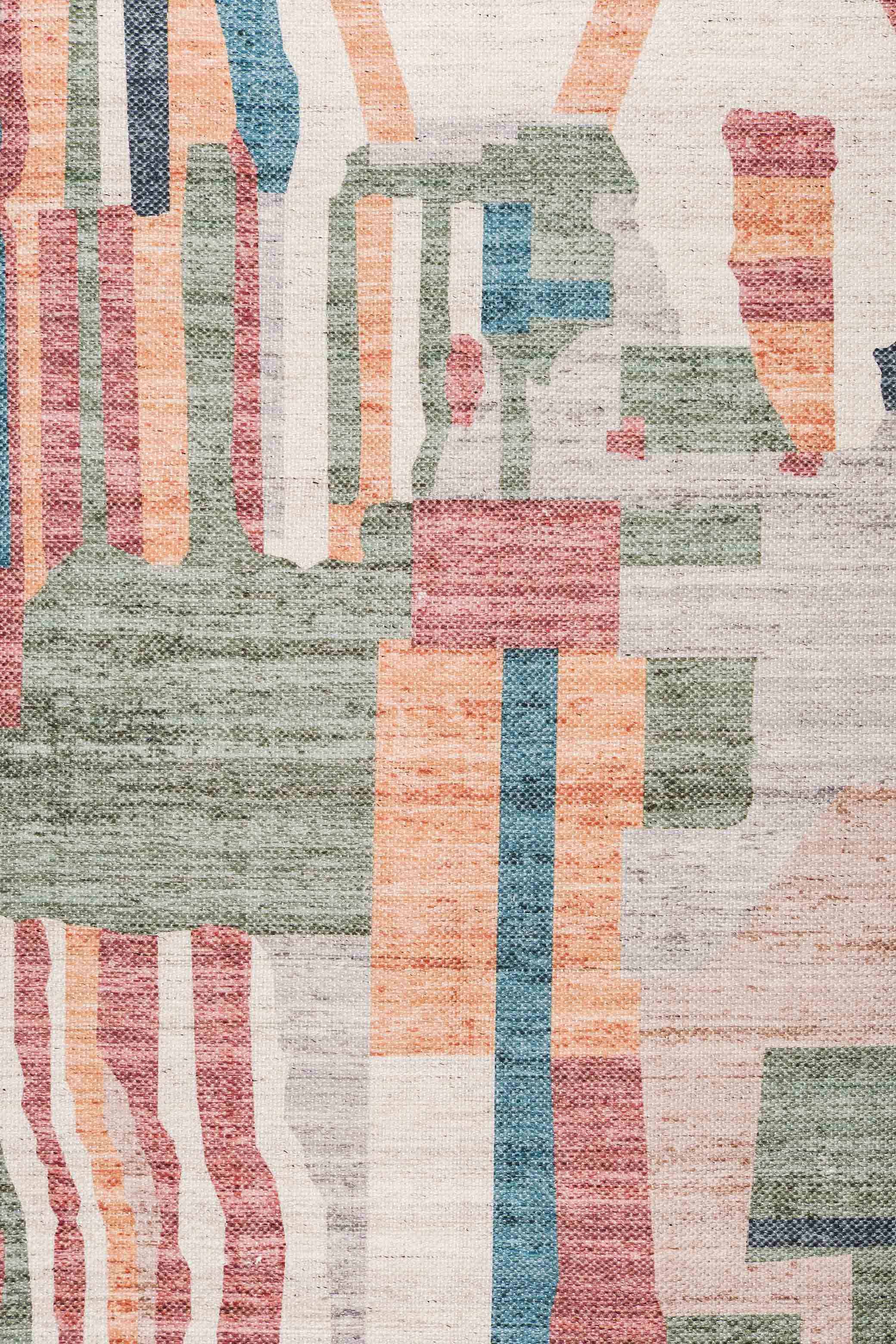 Fern Green and Orange Multi-Colour Abstract Tribal Indoor Outdoor Rug - Image 16