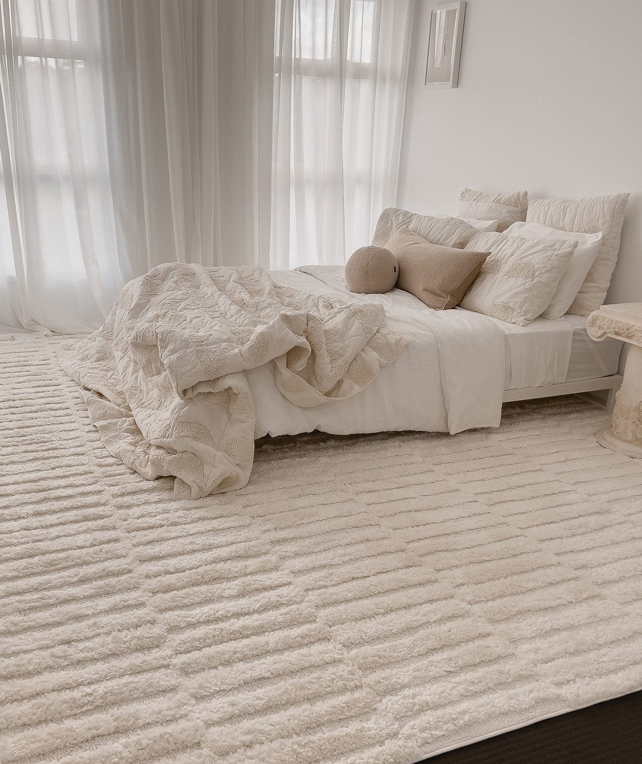 Filippa Ivory Cream Modern Textured Rug - Image 5