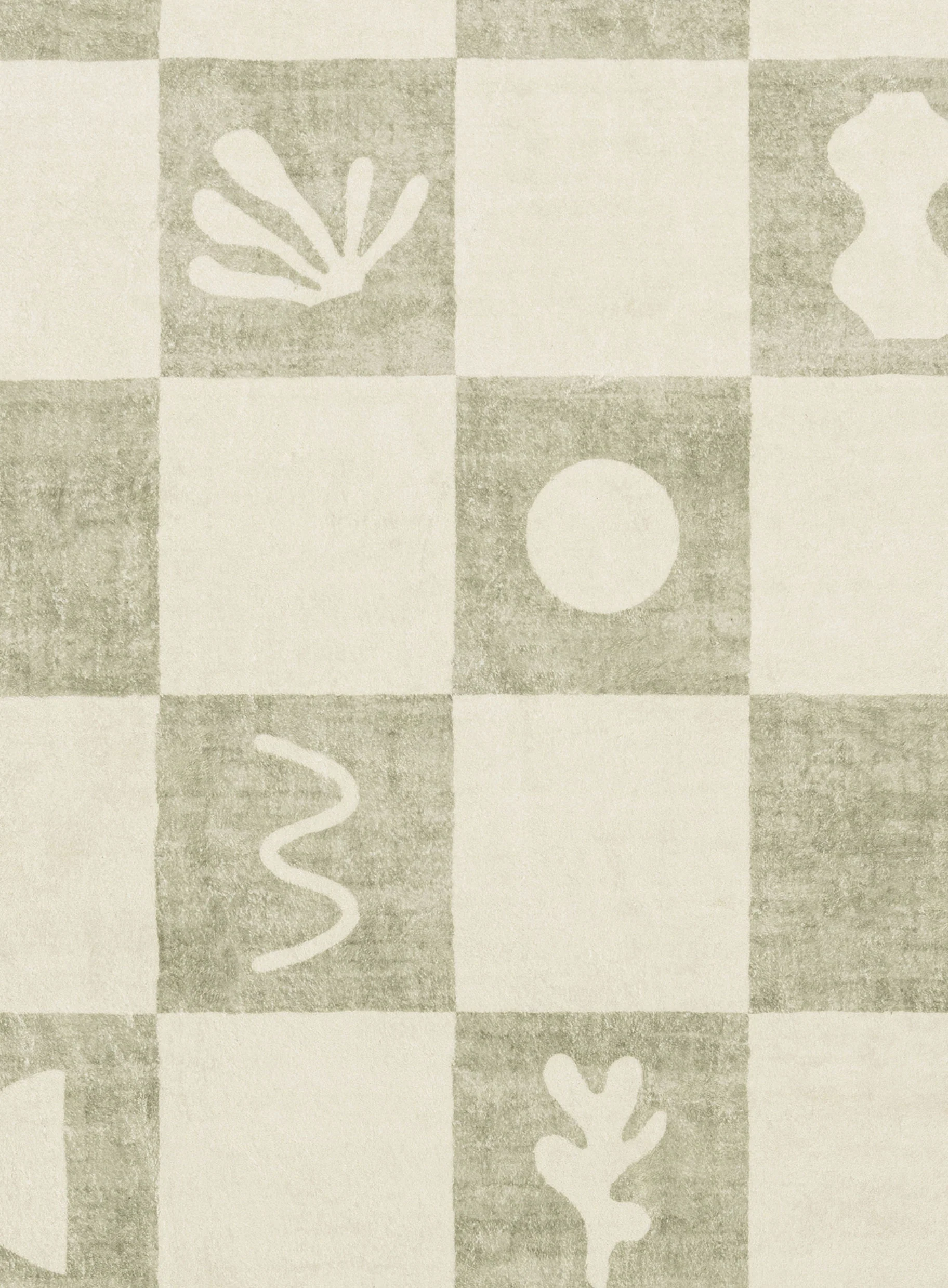 Florenda Green and Cream Checkered Washable Rug - Image 10