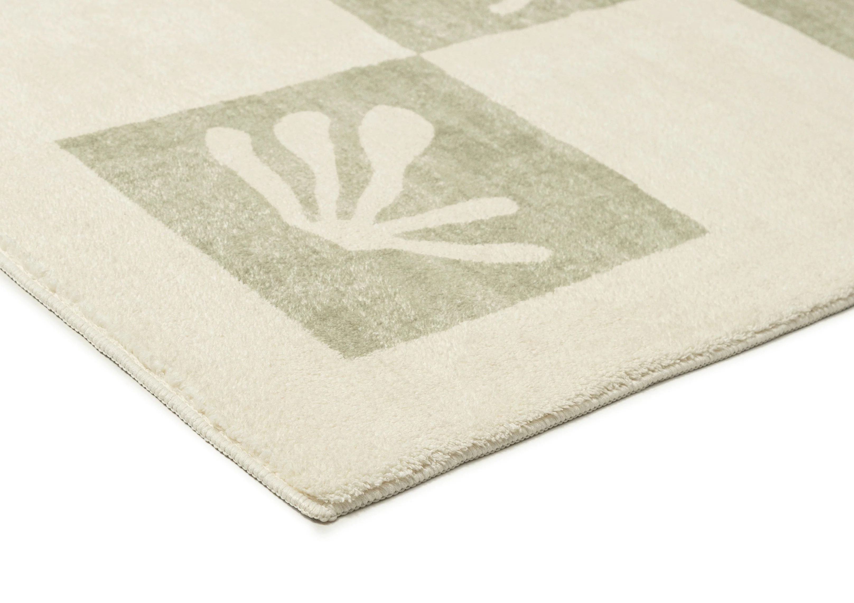 Florenda Green and Cream Checkered Washable Rug - Image 6