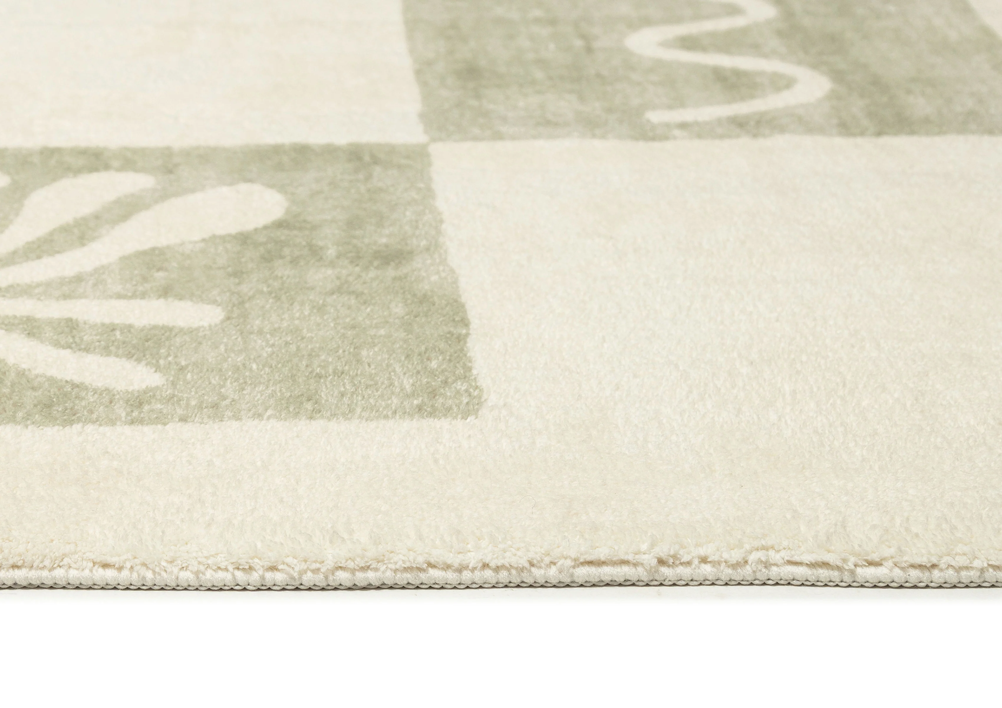 Florenda Green and Cream Checkered Washable Rug - Image 7
