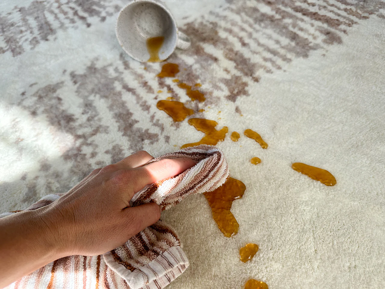 Florrie Beige Abstract Pattern Washable Rug - Image 11