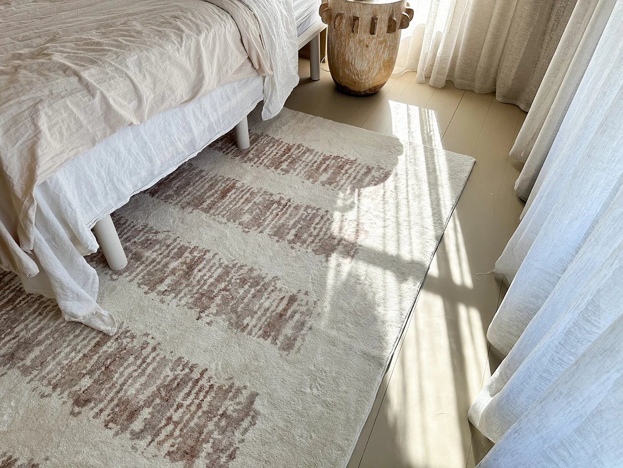 Florrie Beige Abstract Pattern Washable Rug - Image 6