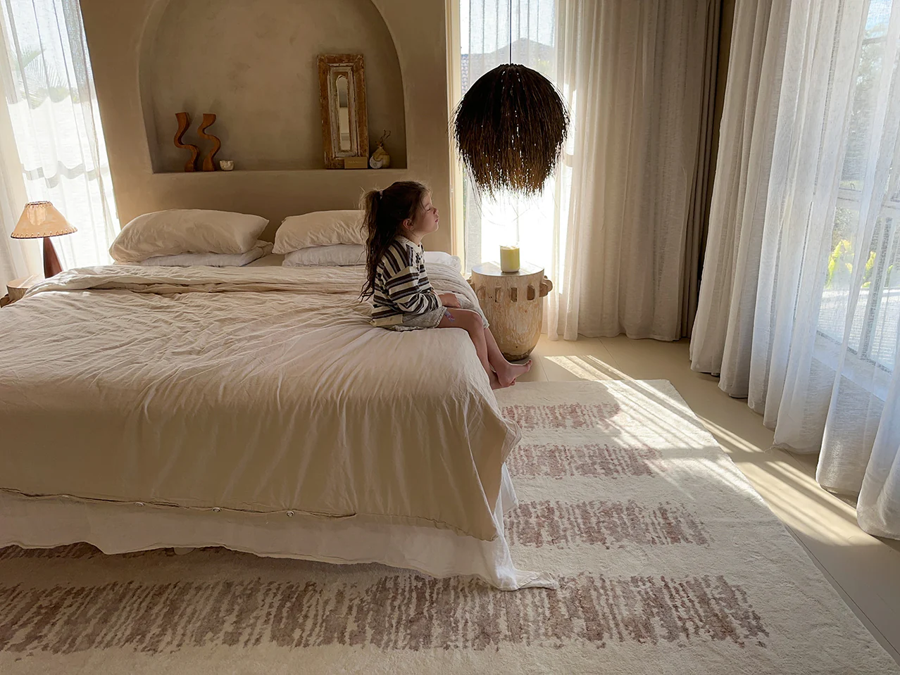 Florrie Beige Abstract Pattern Washable Rug - Image 7