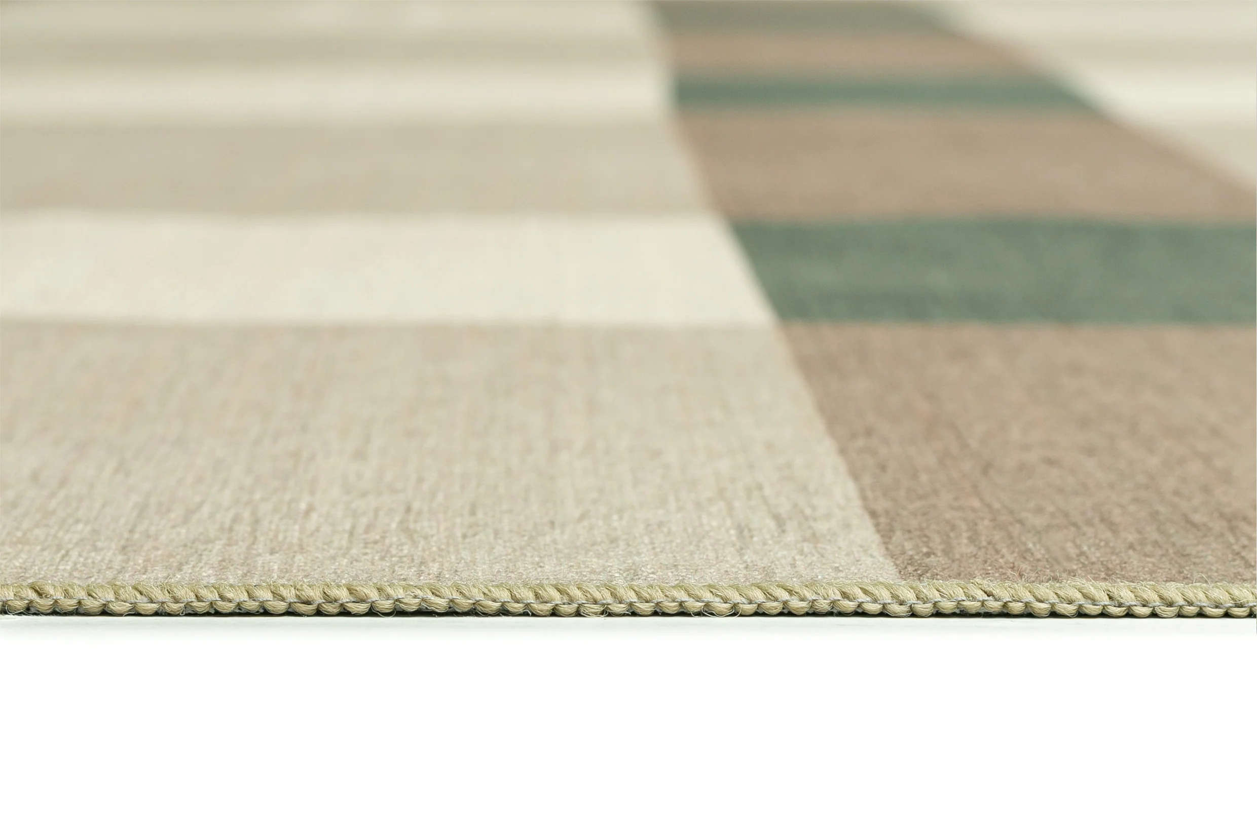 Forio Beige Ivory and Olive Green Checkered Indoor Outdoor Rug - Image 10