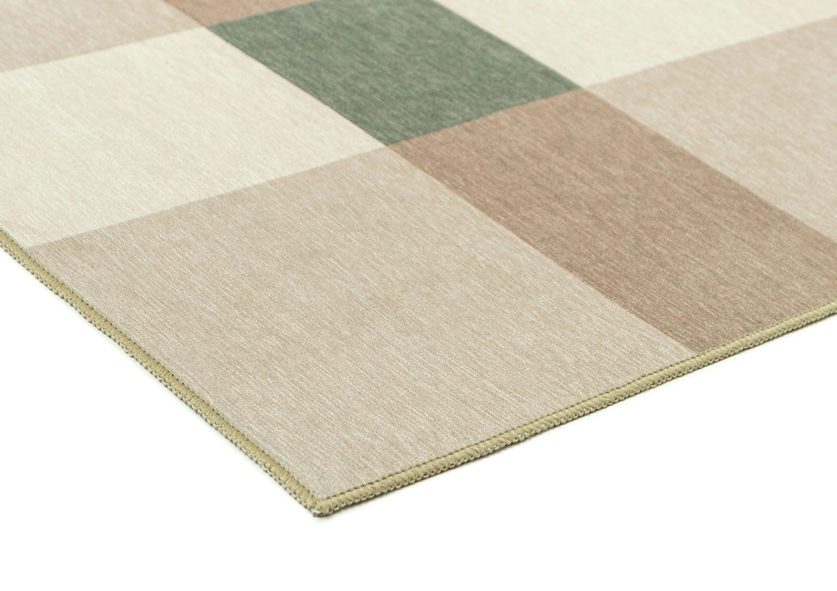 Forio Beige Ivory and Olive Green Checkered Indoor Outdoor Rug - Image 6