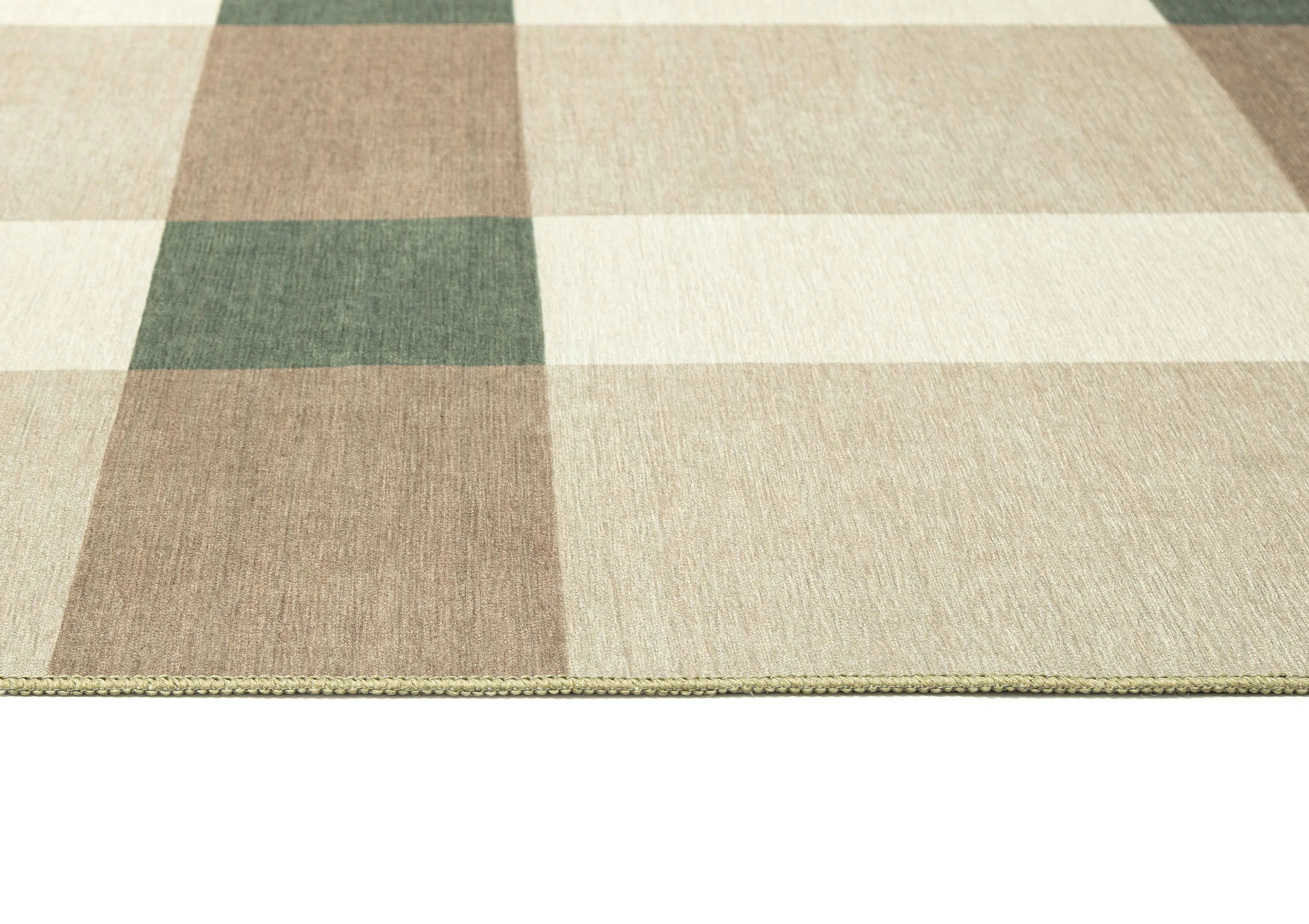 Forio Beige Ivory and Olive Green Checkered Indoor Outdoor Rug - Image 7