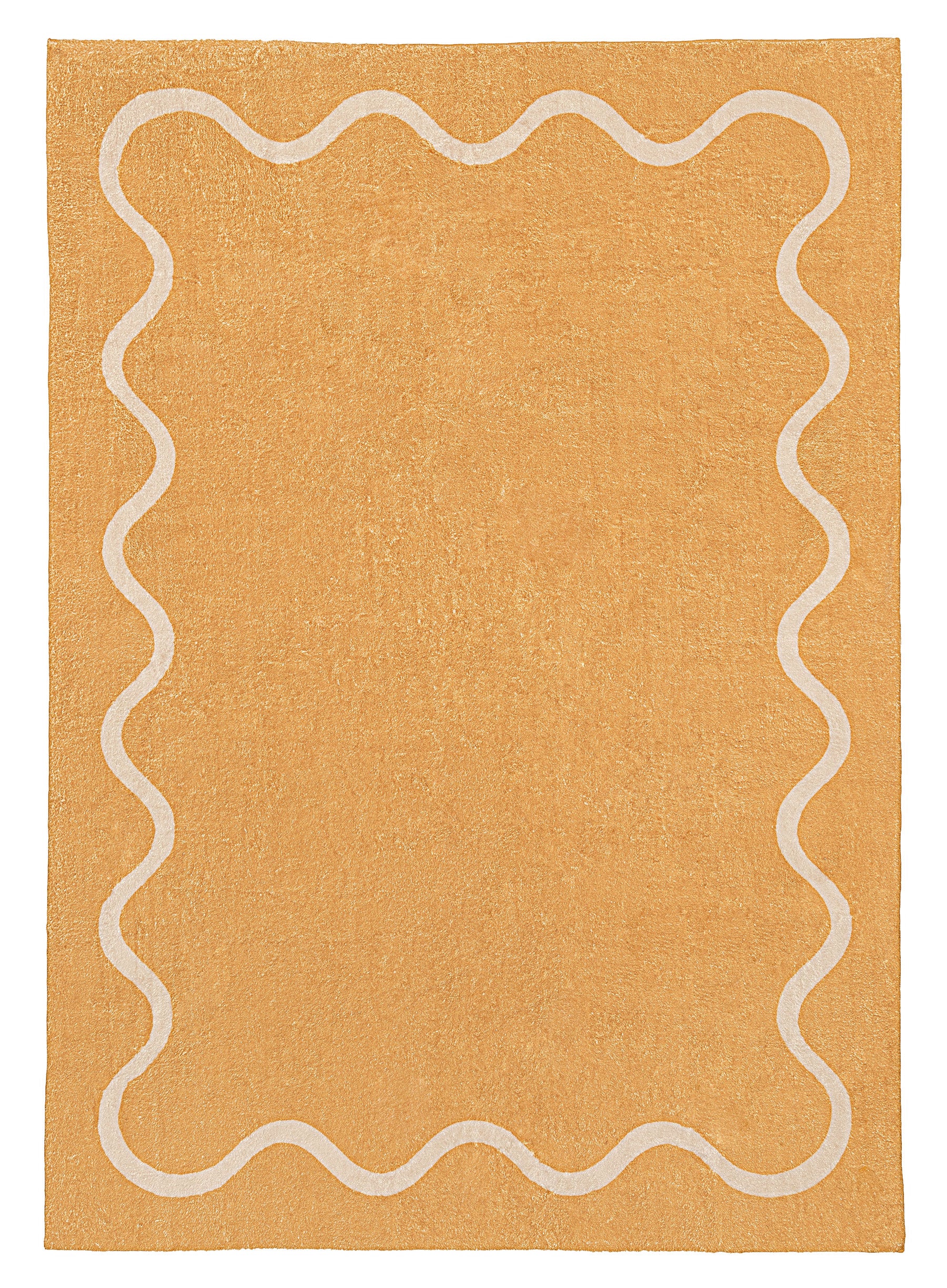 Frida Mustard and Cream Wiggle Bordered Washable Rug