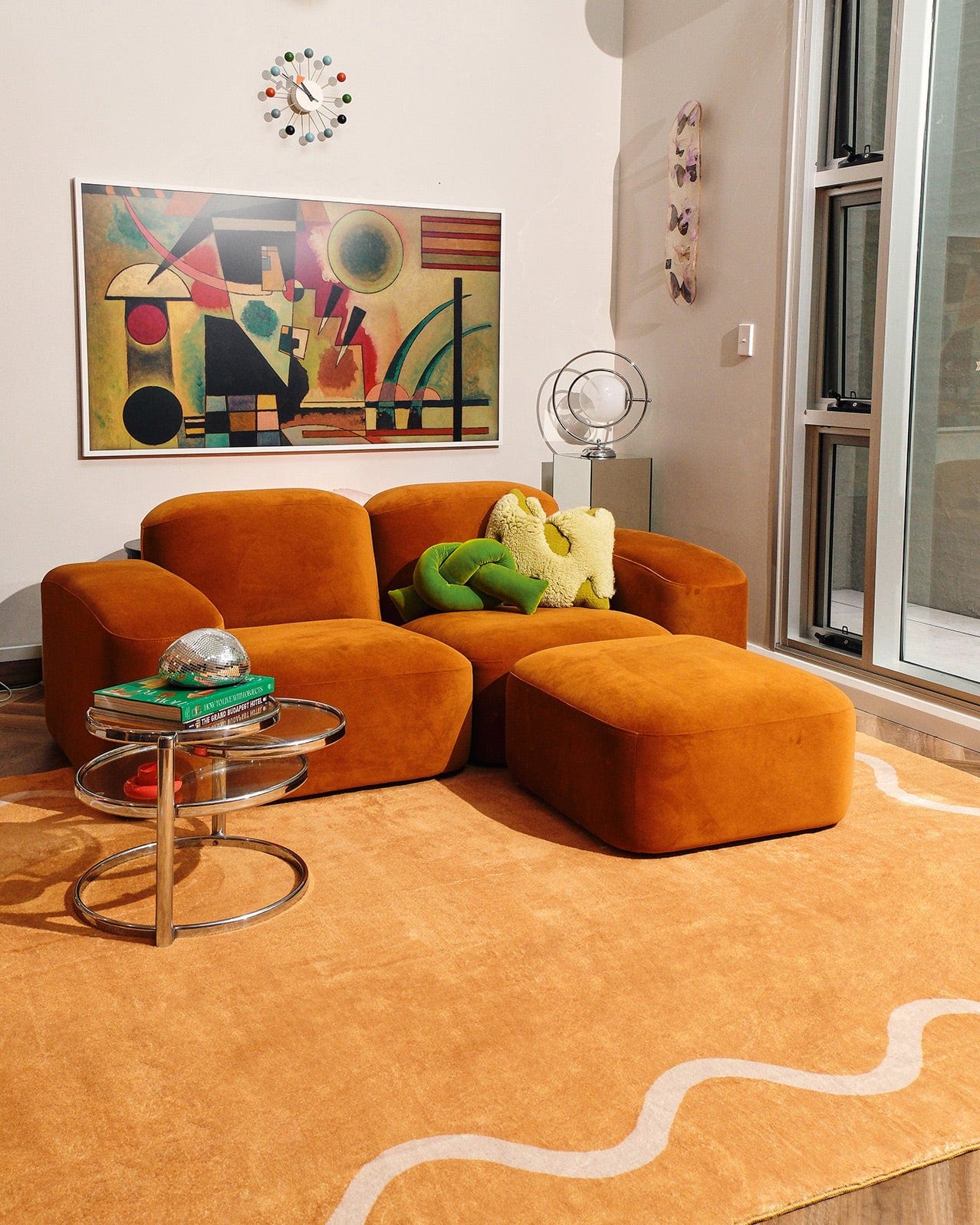 Frida Mustard and Cream Wiggle Bordered Washable Rug - Image 4