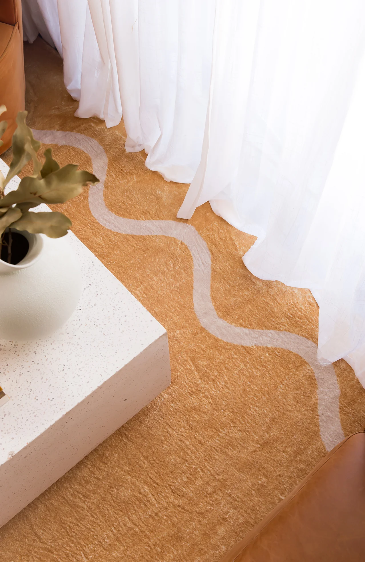 Frida Mustard and Cream Wiggle Bordered Washable Rug - Image 7