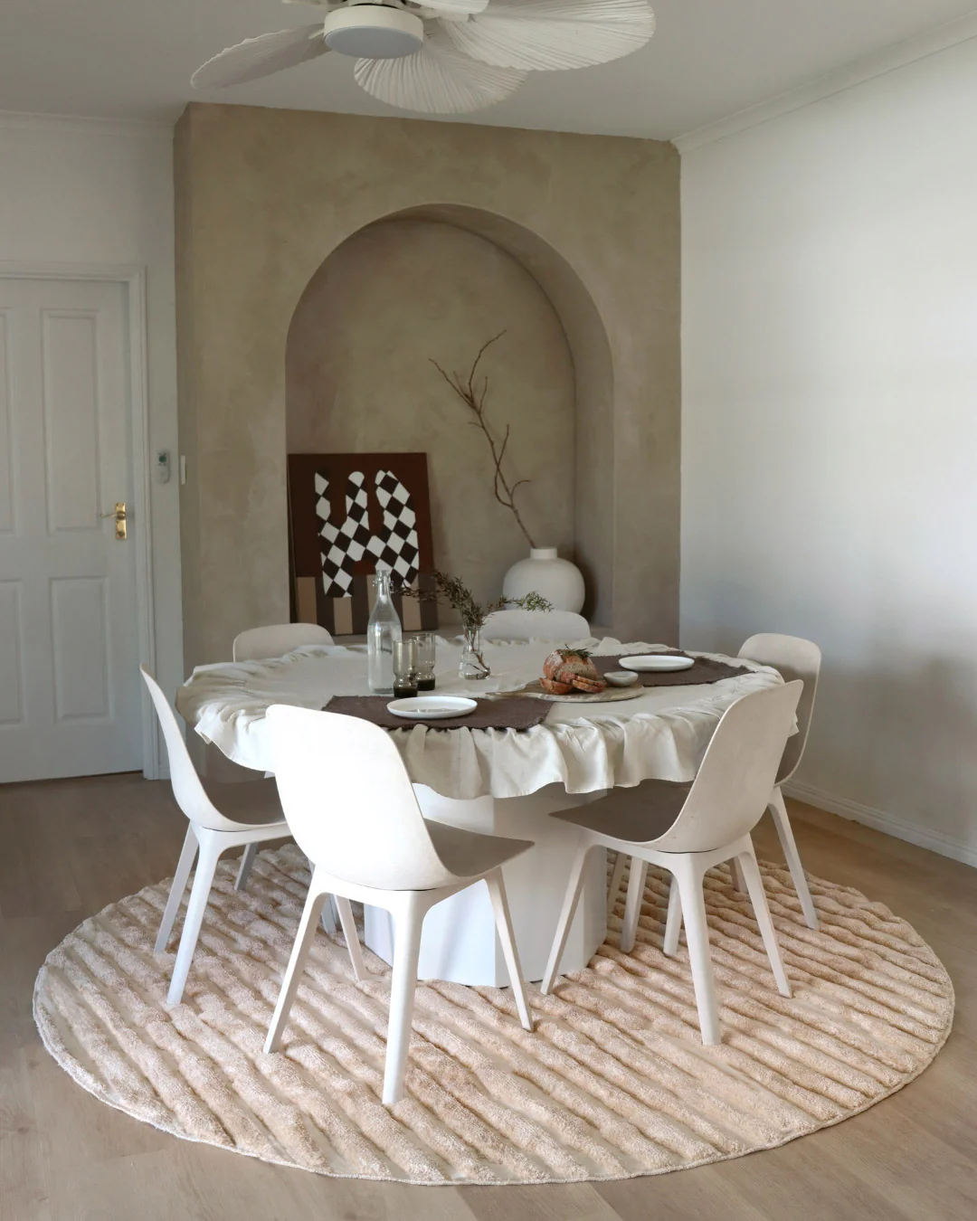 Fritzie Champagne Abstract Striped Round Rug - Image 5