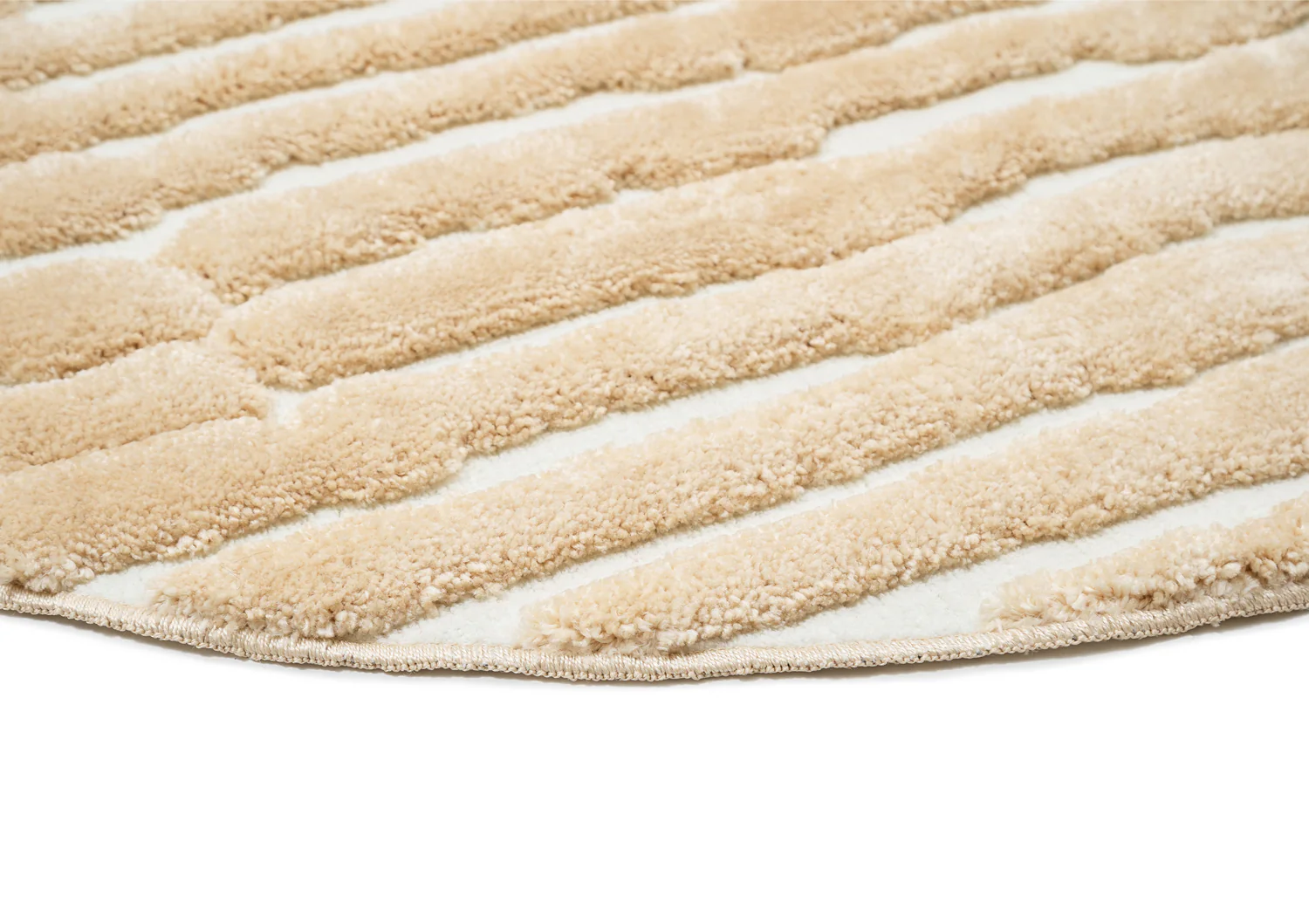 Fritzie Champagne Abstract Striped Round Rug - Image 6