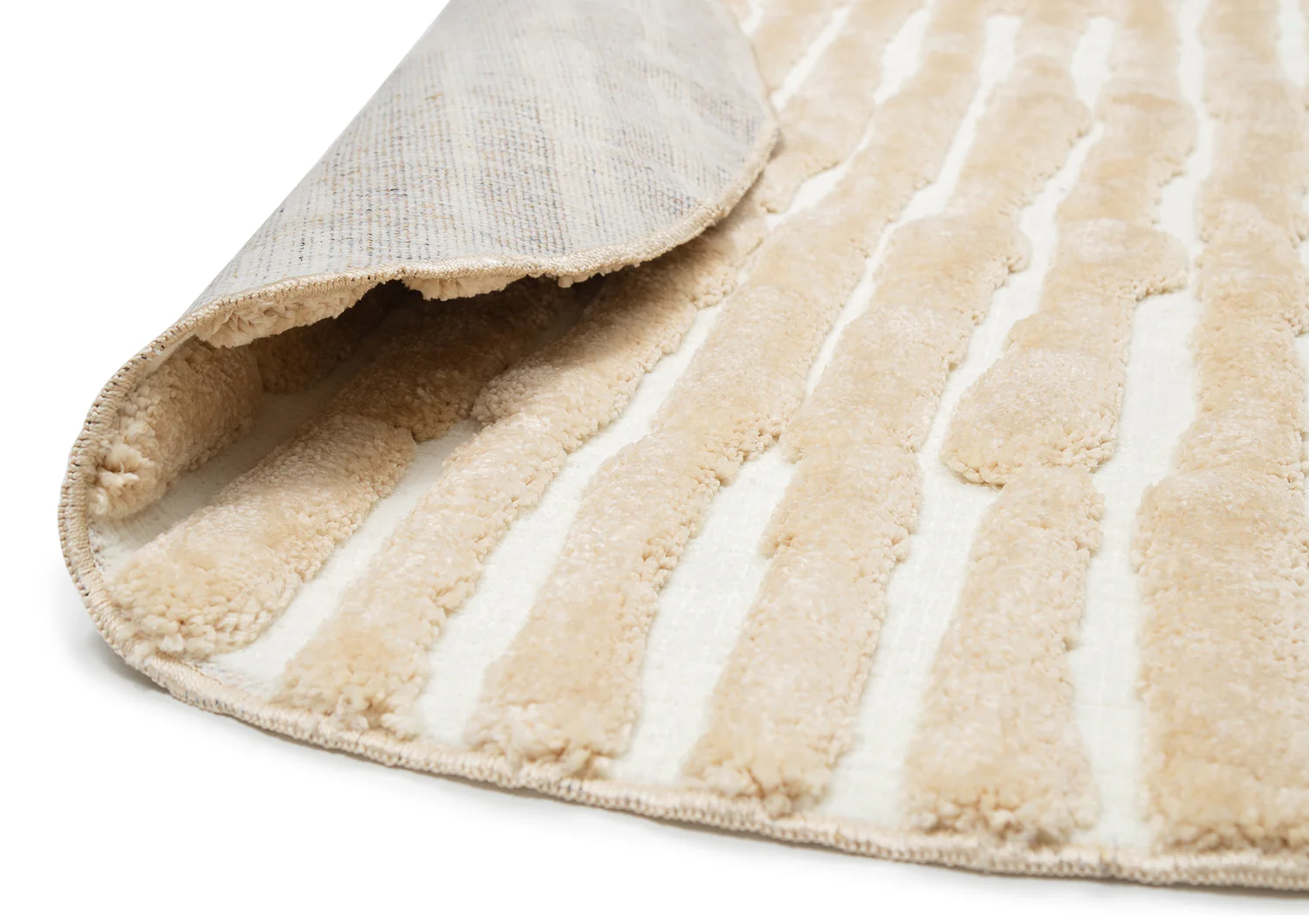 Fritzie Champagne Abstract Striped Round Rug - Image 7
