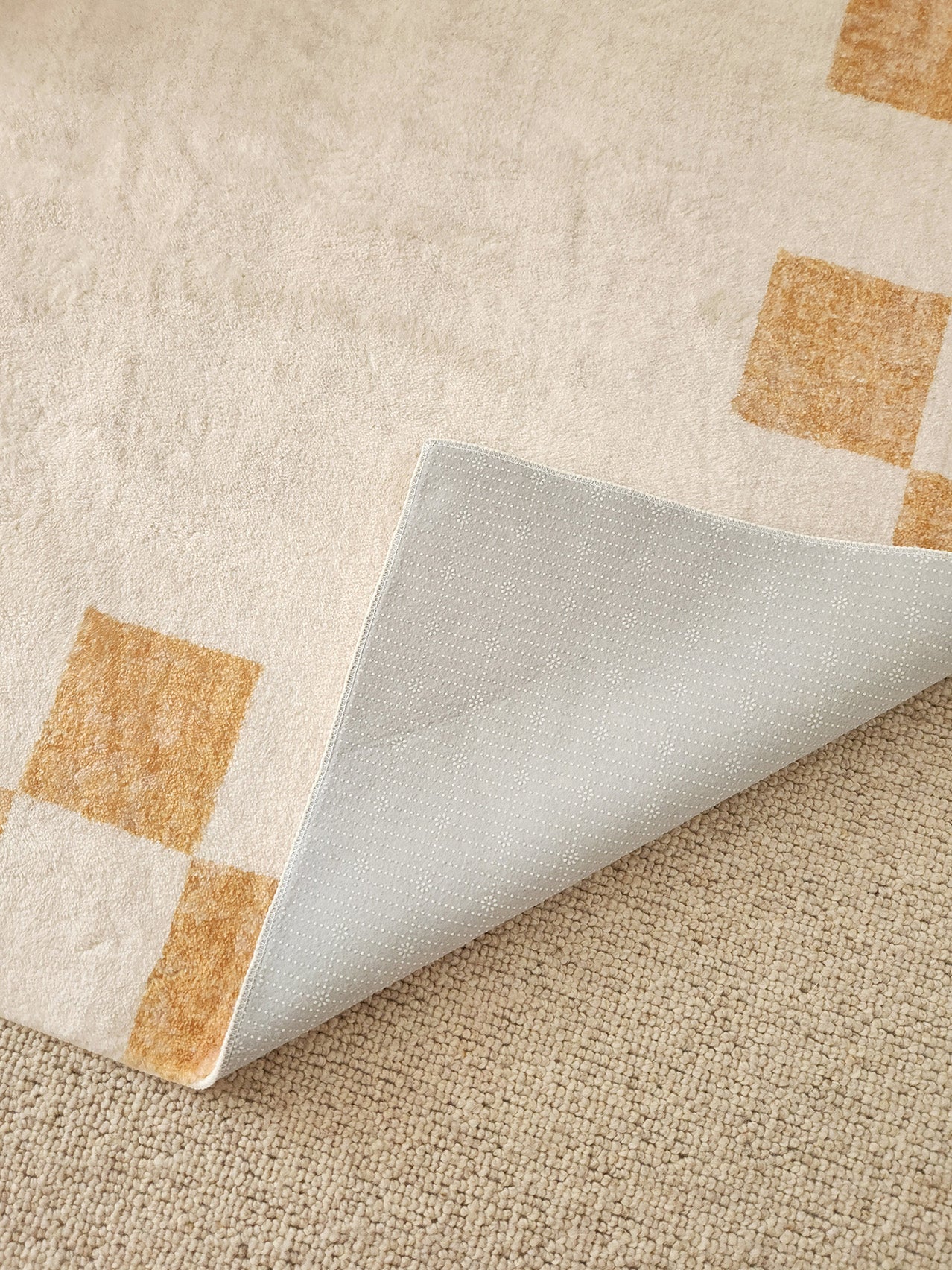 Gadise Yellow Mustard Checkered Border Washable Rug - Image 10