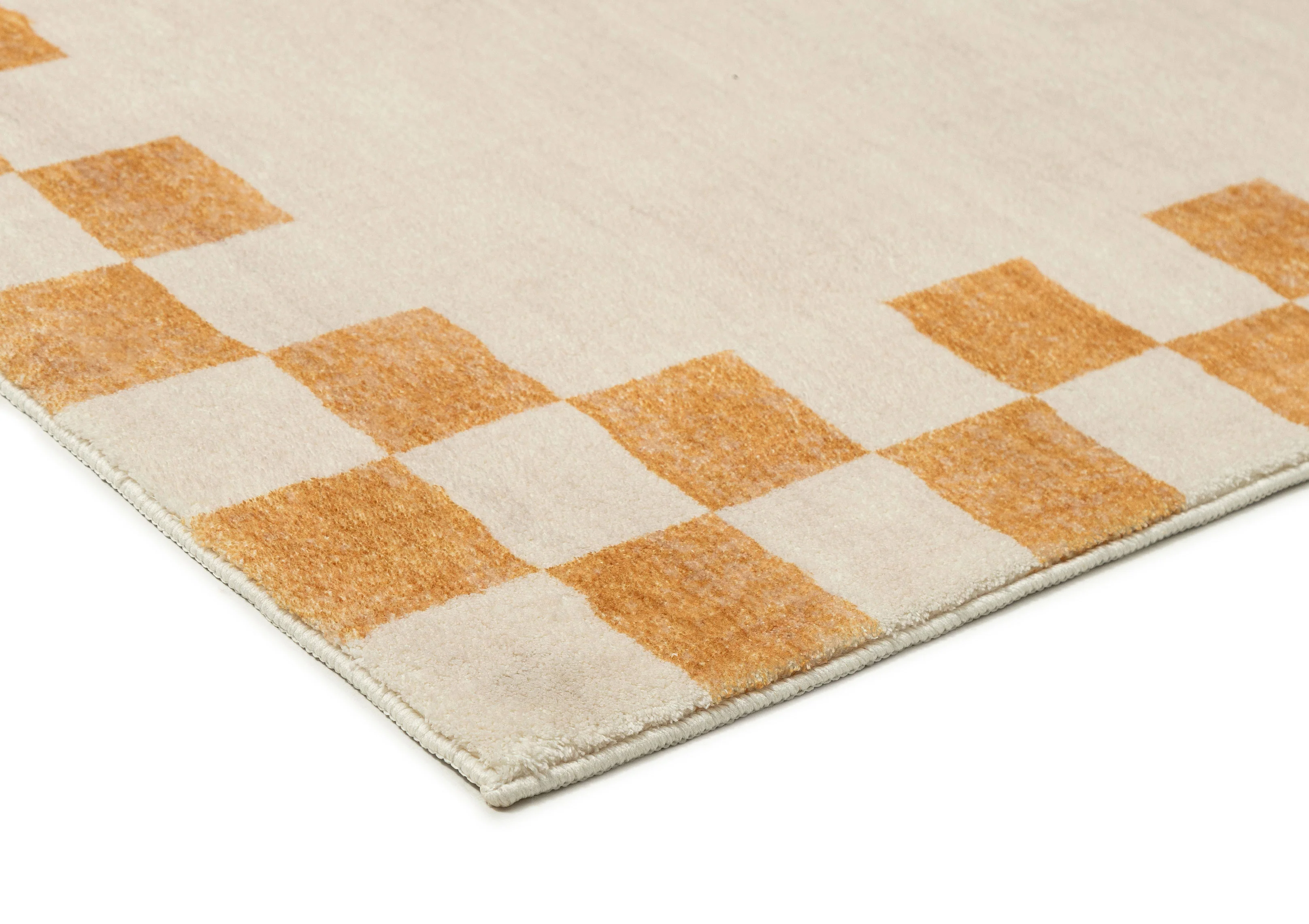 Gadise Yellow Mustard Checkered Border Washable Rug - Image 11