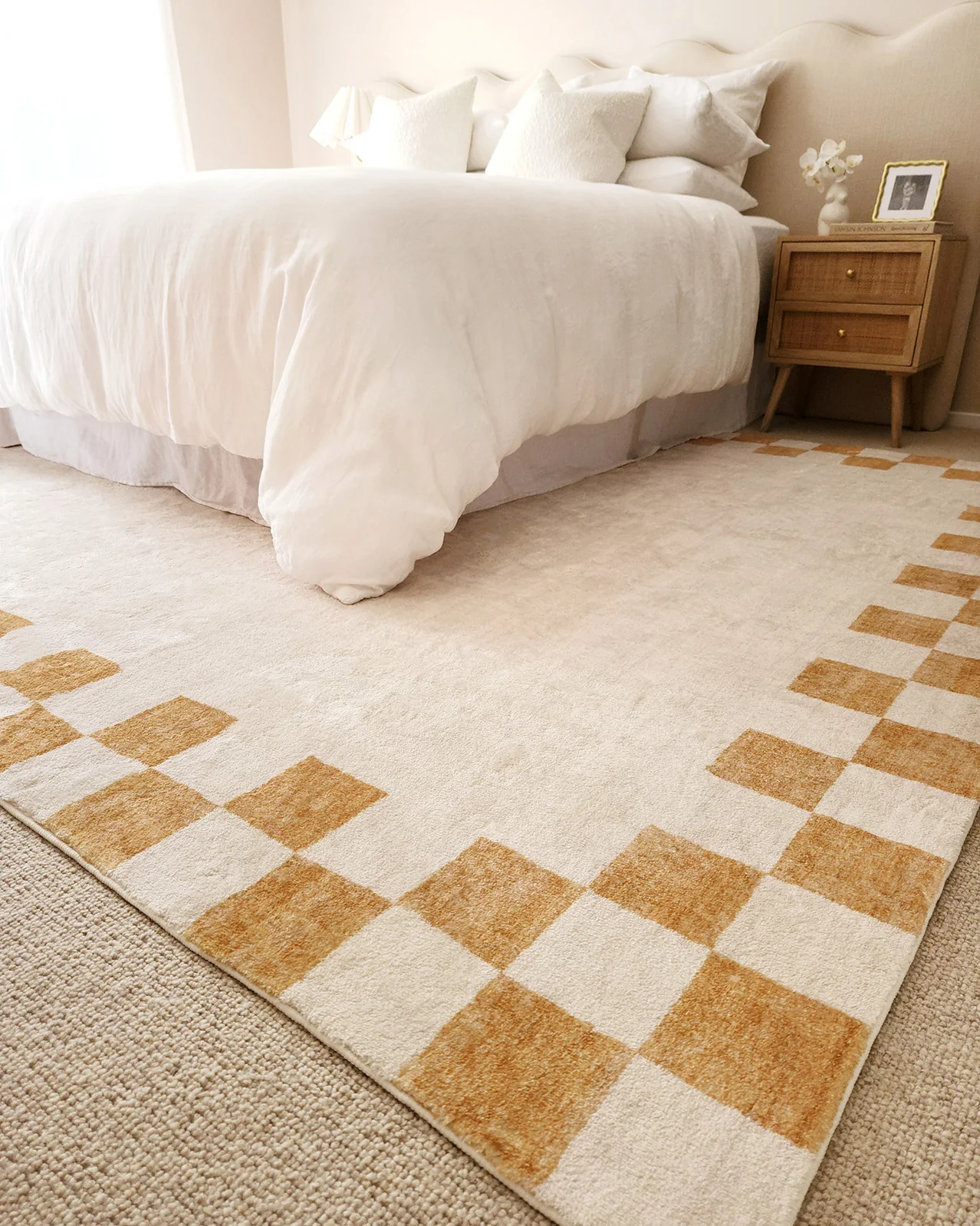 Gadise Yellow Mustard Checkered Border Washable Rug - Image 5