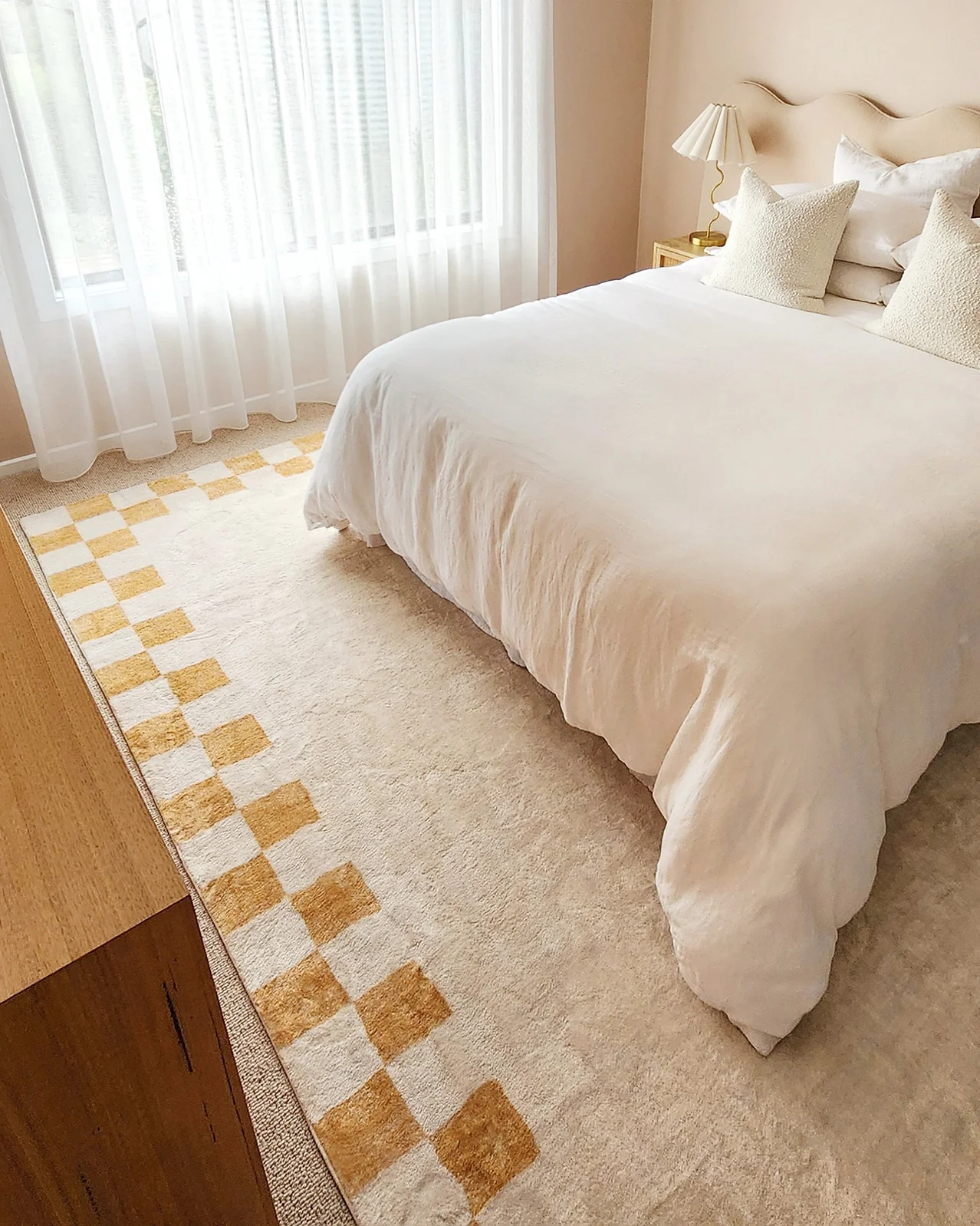 Gadise Yellow Mustard Checkered Border Washable Rug - Image 6