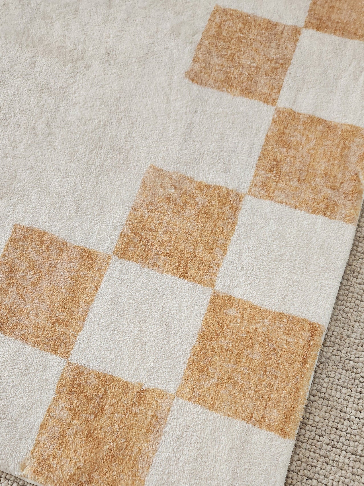 Gadise Yellow Mustard Checkered Border Washable Rug - Image 9