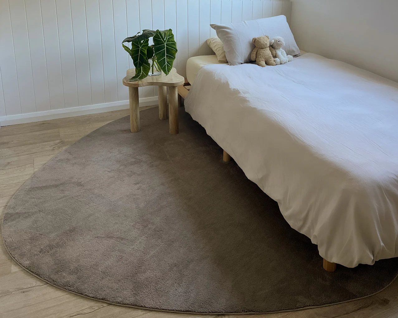 Gayle Taupe Brown Irregular Round Washable Rug - Image 3