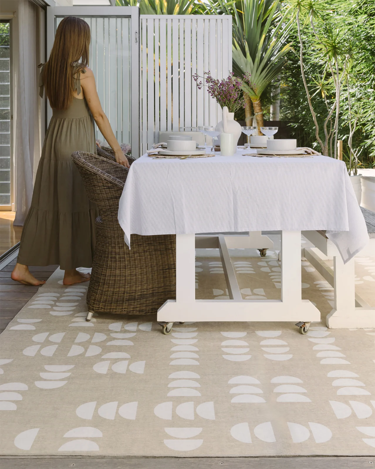 Gianna Beige Ivory Indoor Outdoor Washable Rug - Image 2