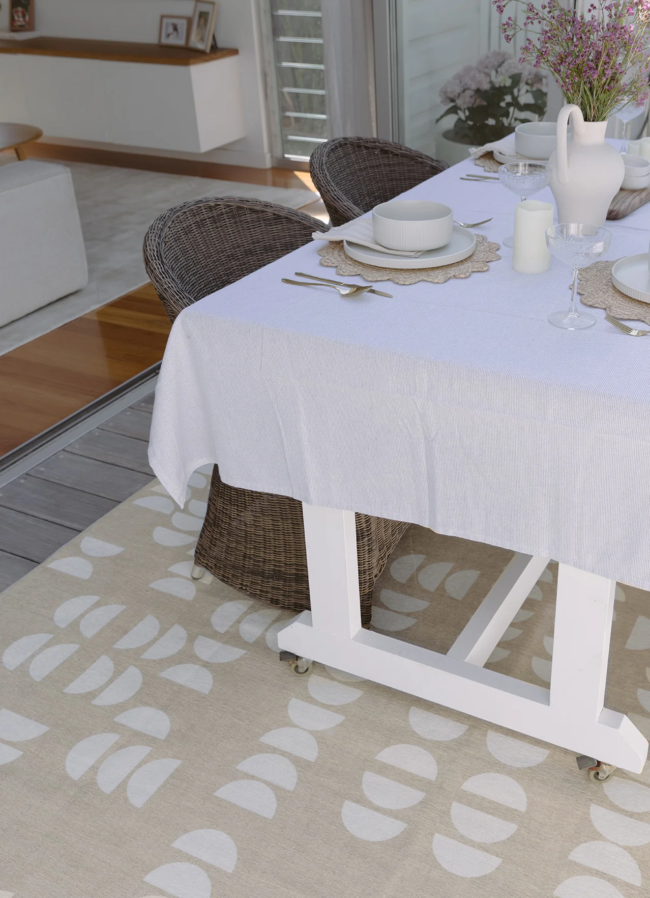 Gianna Beige Ivory Indoor Outdoor Washable Rug - Image 6