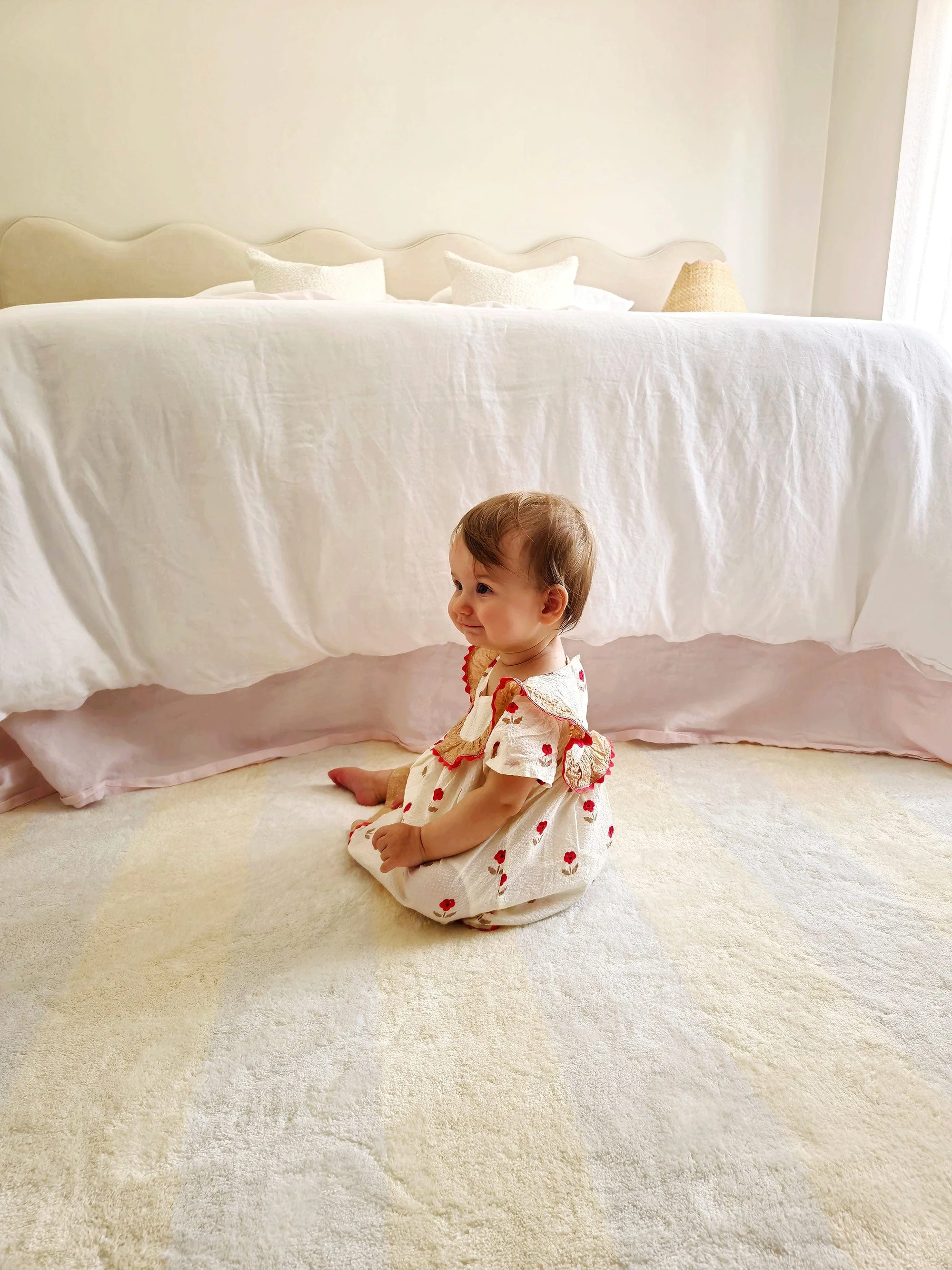 Griselda Yellow Cream Stripe Washable Rug - Image 5