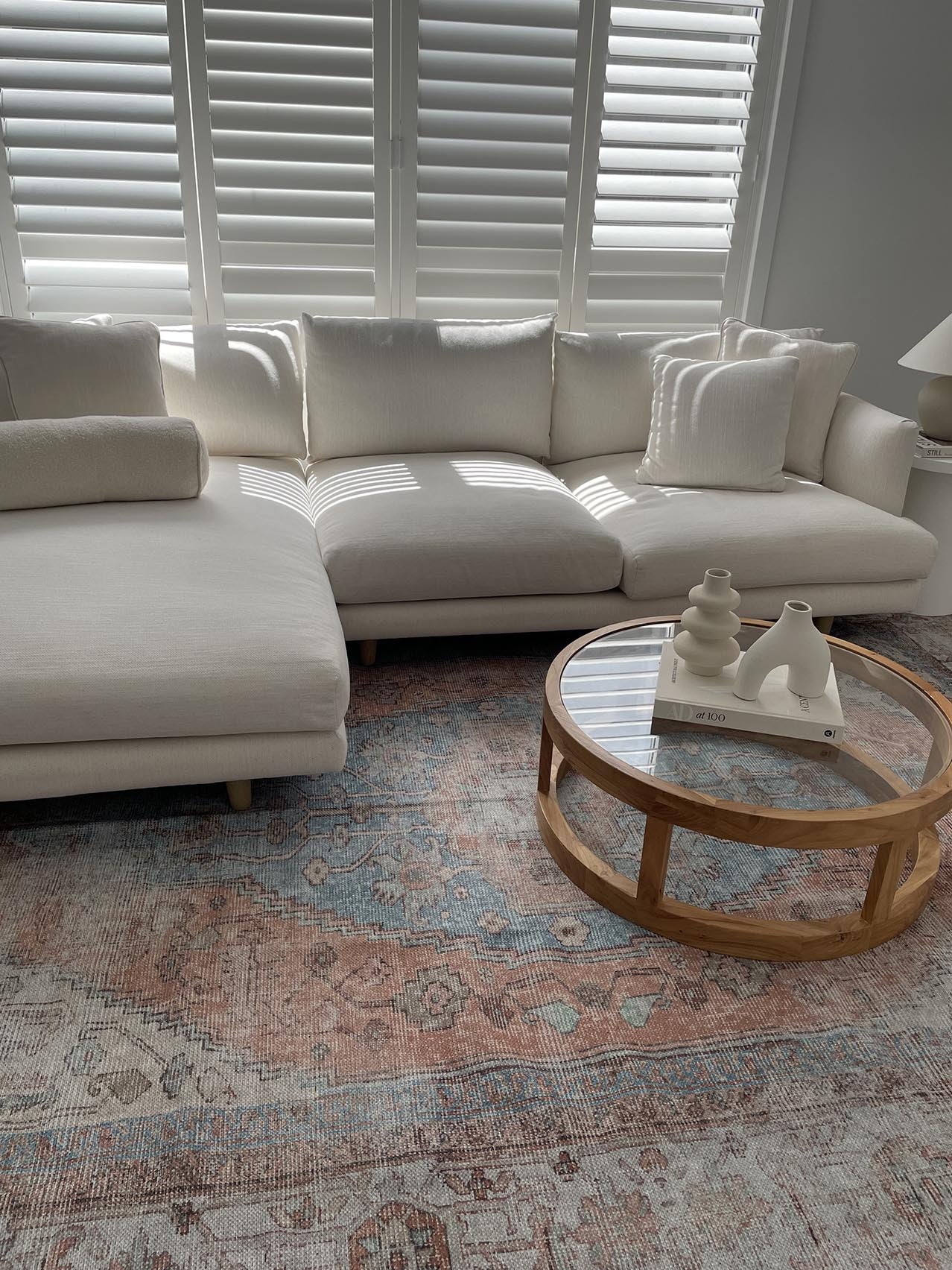 Halima Orange and Blue Traditional Distressed Washable Rug - Image 3