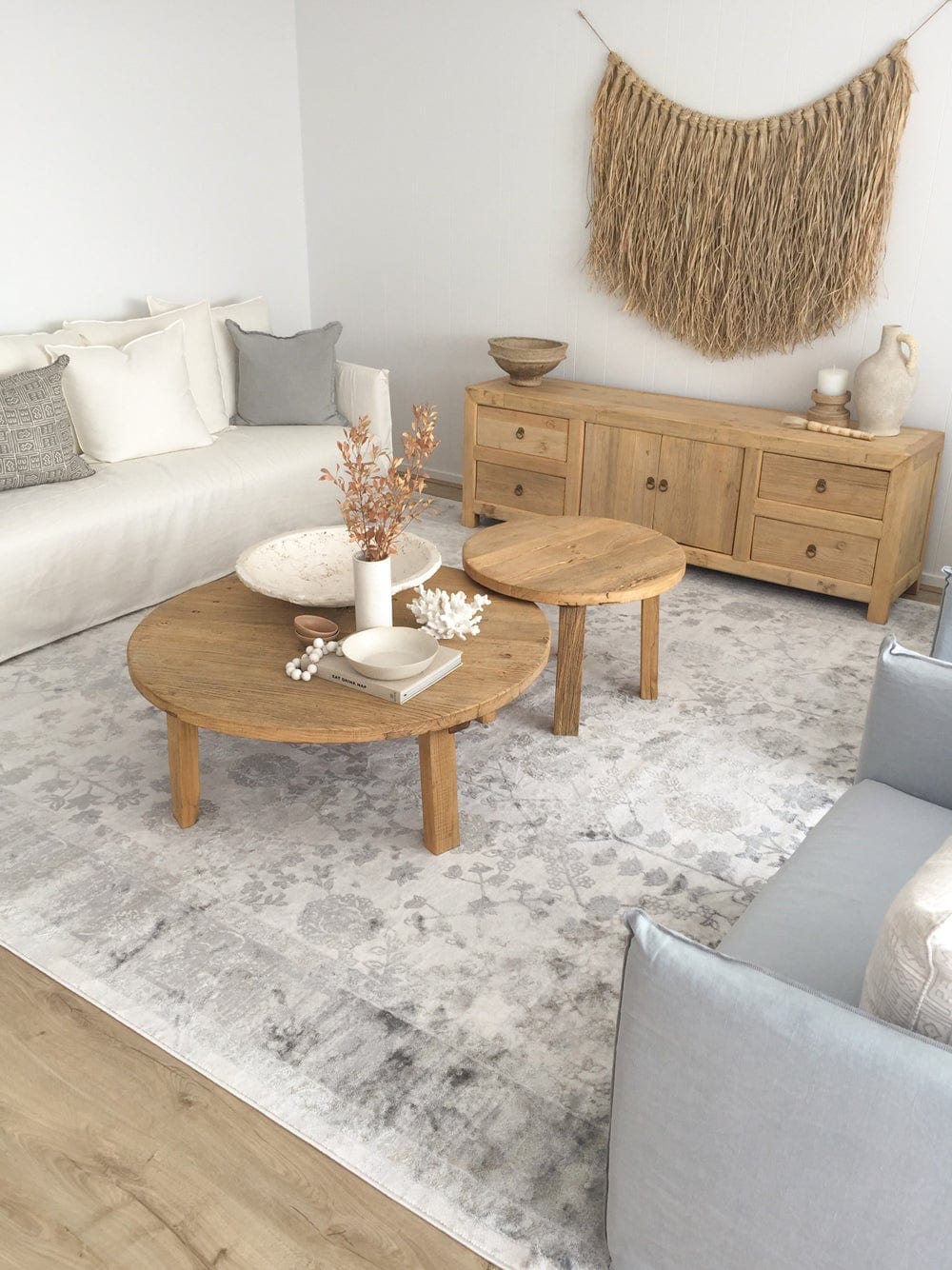 Harper Grey And Cream Faded Motif Rug - Image 4