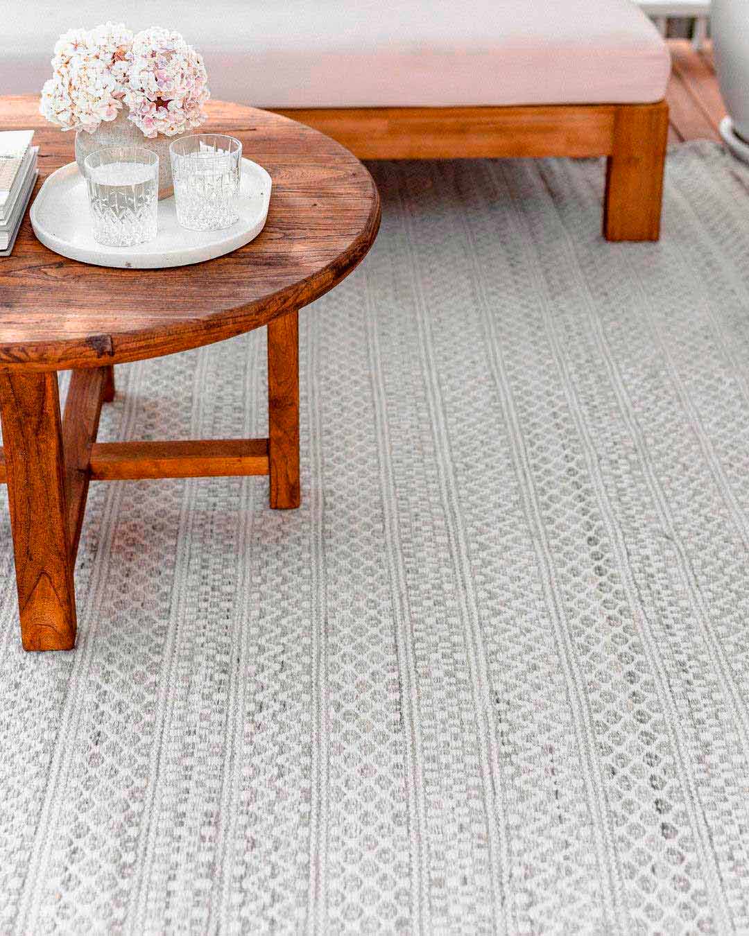 Hazel Cream and Grey Indoor Outdoor P.E.T Rug - Image 2