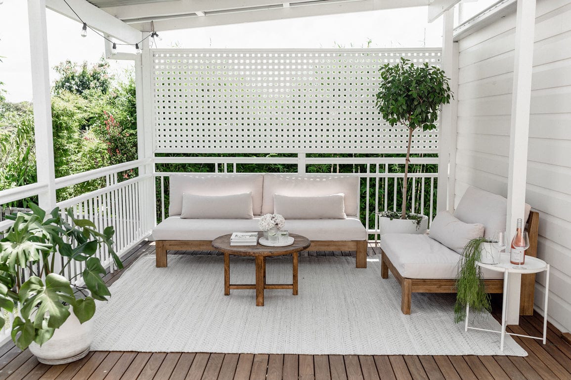 Hazel Cream and Grey Indoor Outdoor P.E.T Rug - Image 3
