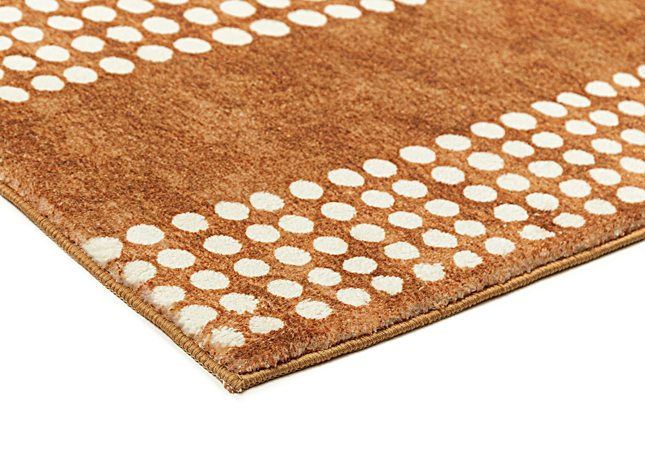 Hazrin Beige Rust Brown Dot Pattern Washable Rug - Image 12