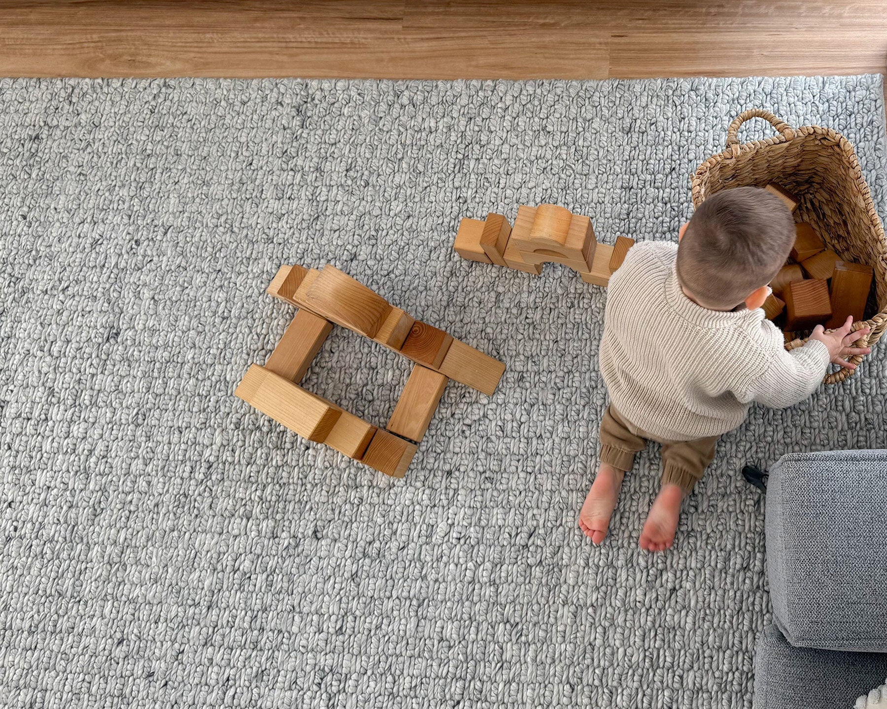 Heather Grey Chunky Wool Rug - Image 6
