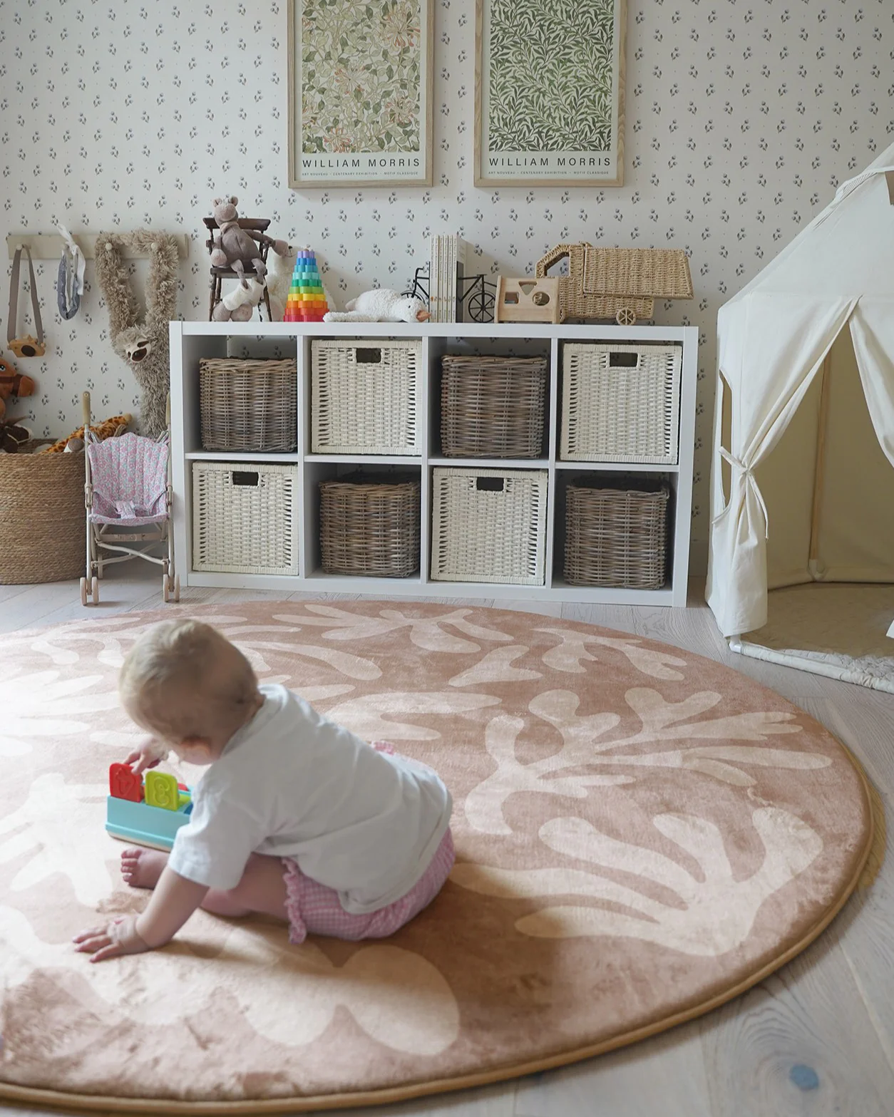 Hira Pink Beige Shapes Rollie Pollie Round Playmat - Image 3