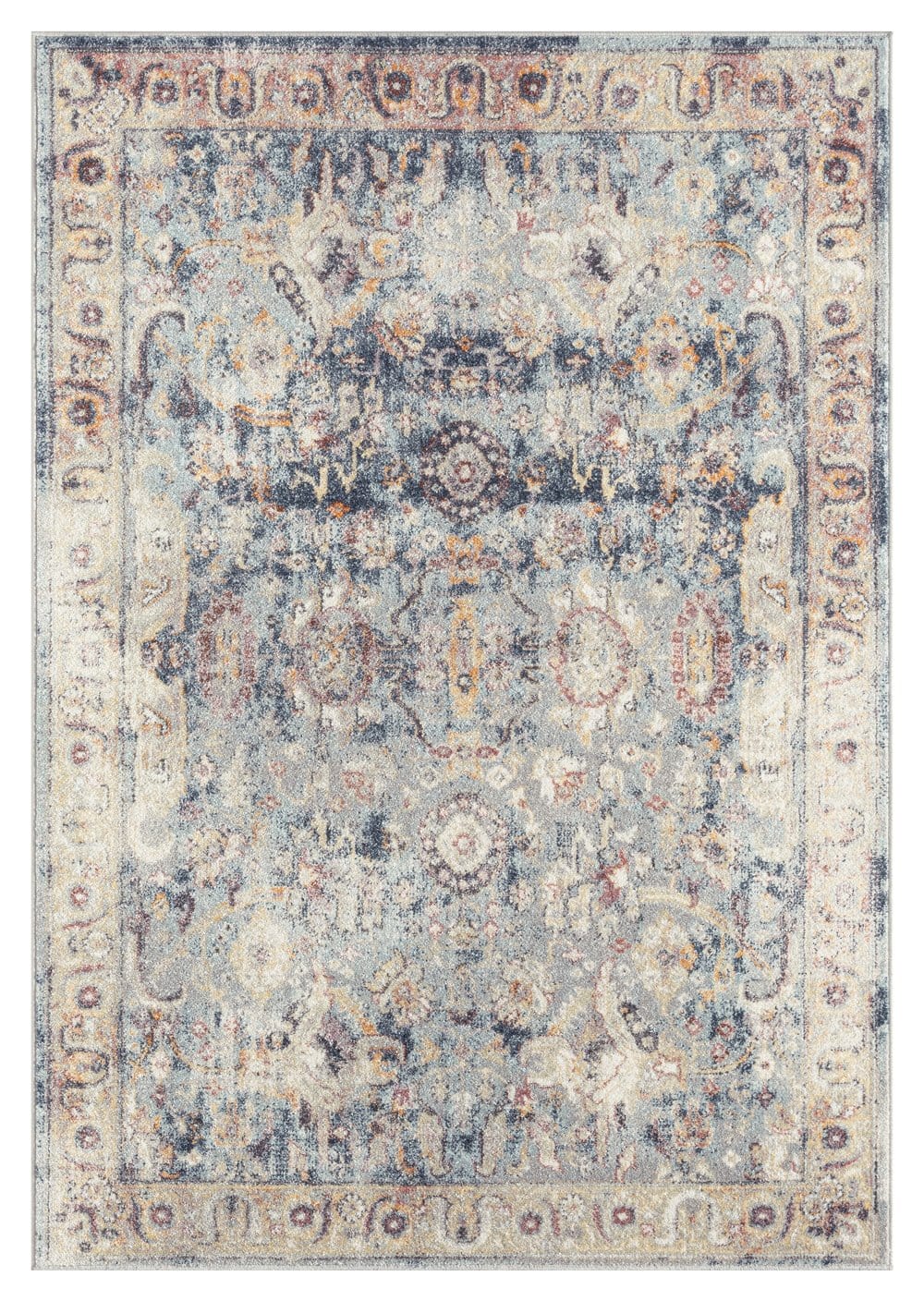 Huxley Blue and Purple Multi-Colour Distressed Rug