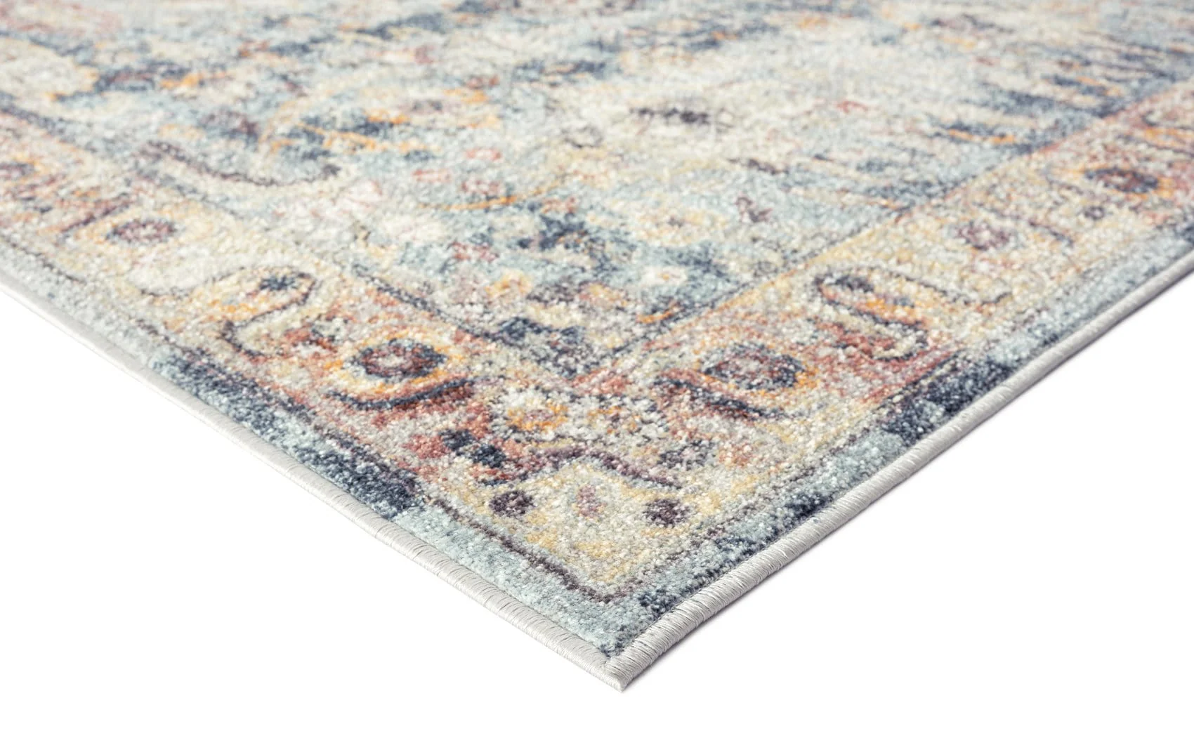 Huxley Blue and Purple Multi-Colour Distressed Rug - Image 2