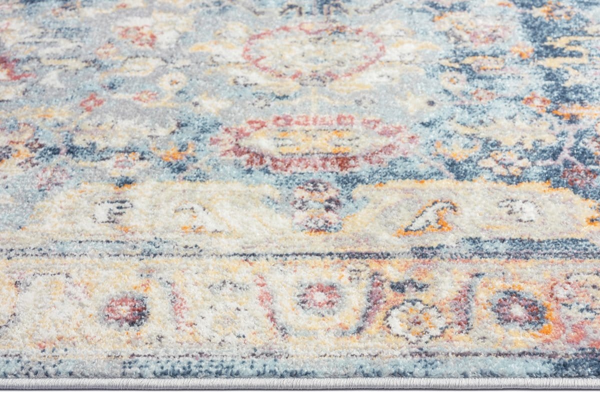 Huxley Blue and Purple Multi-Colour Distressed Rug - Image 3