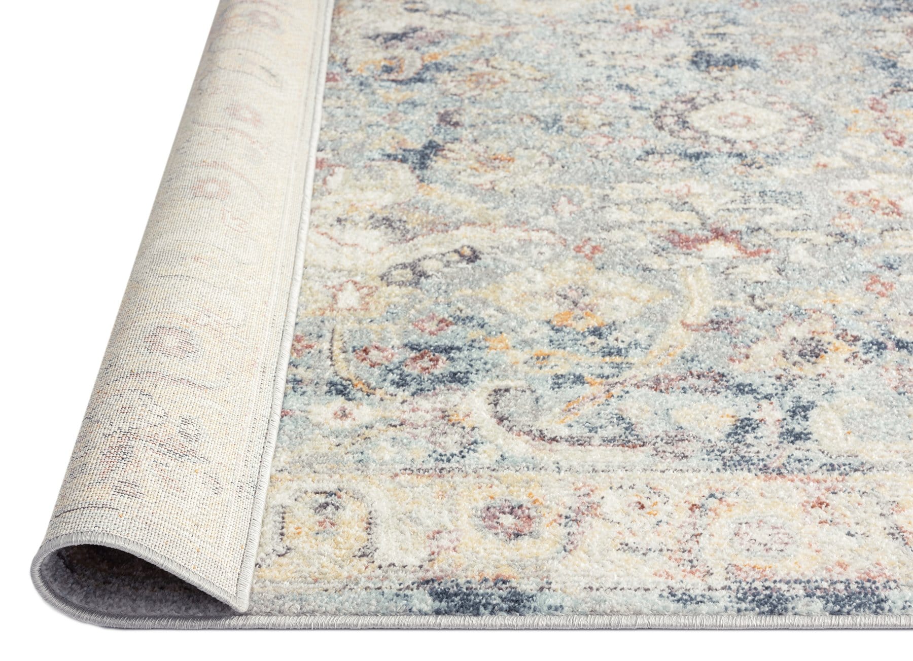 Huxley Blue and Purple Multi-Colour Distressed Rug - Image 4