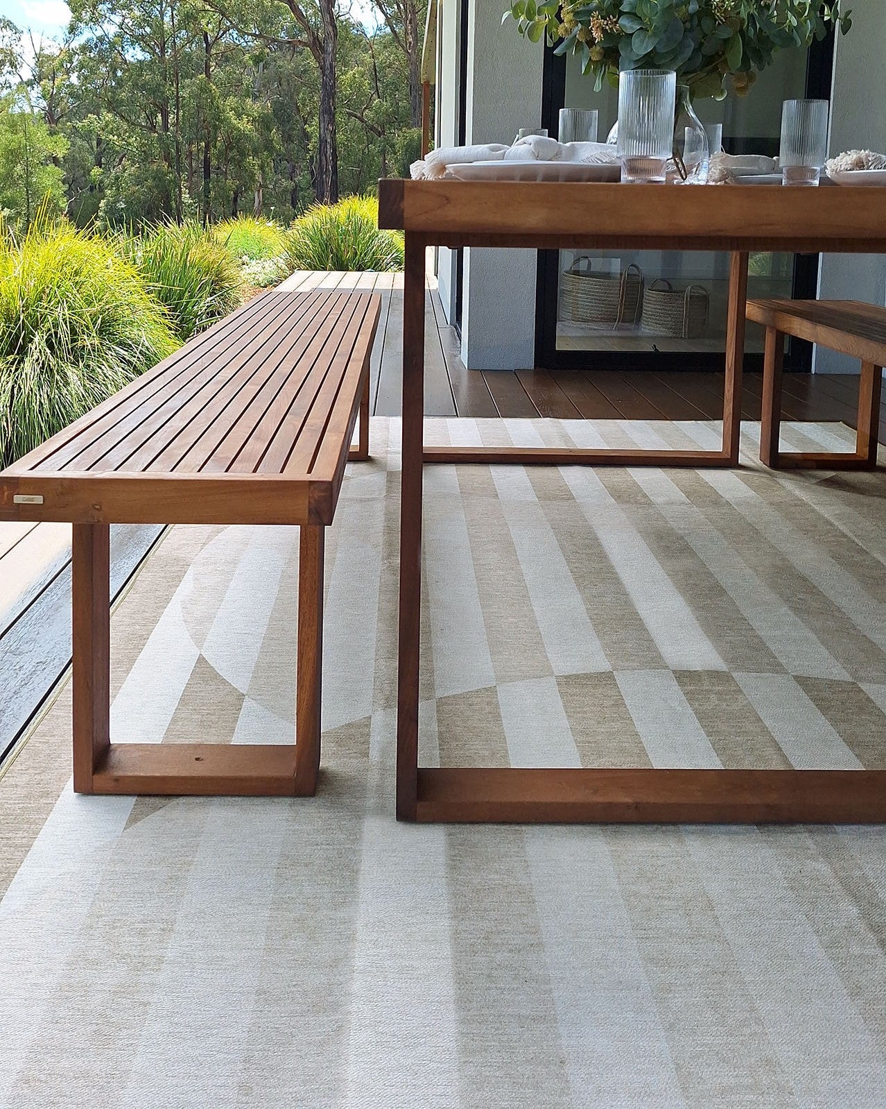 Icarus Soft Sand and Warm Taupe Abstract Circle Indoor Outdoor Rug - Image 6