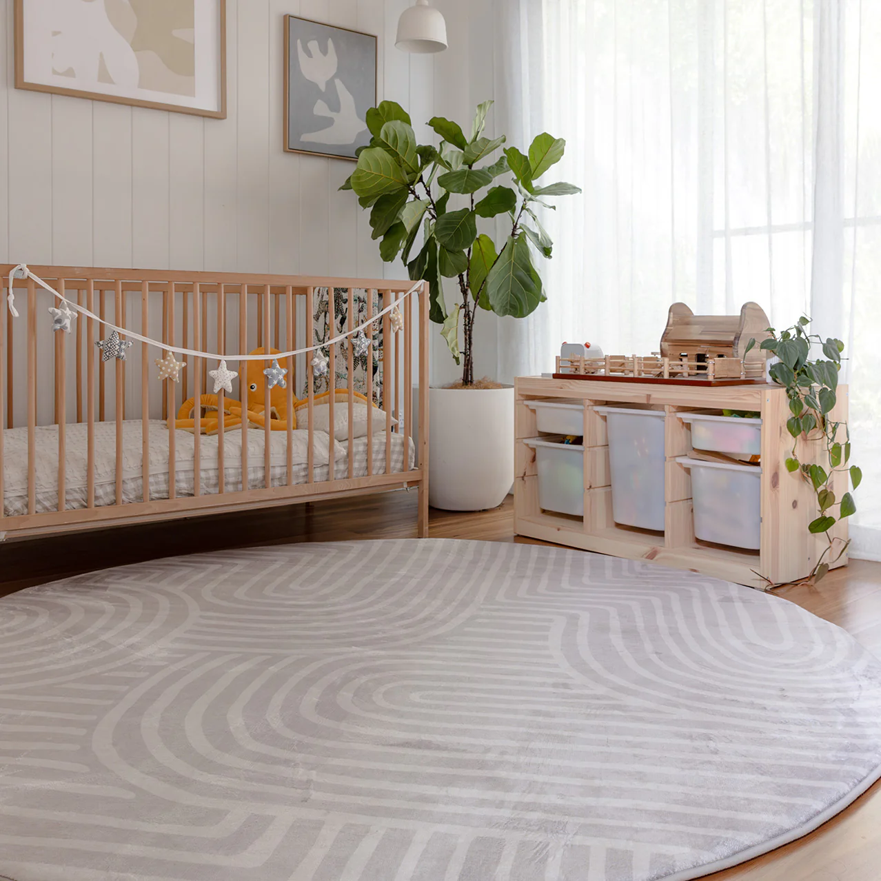 Idra Neutral Abstract Rollie Pollie Round Playmat - Image 4