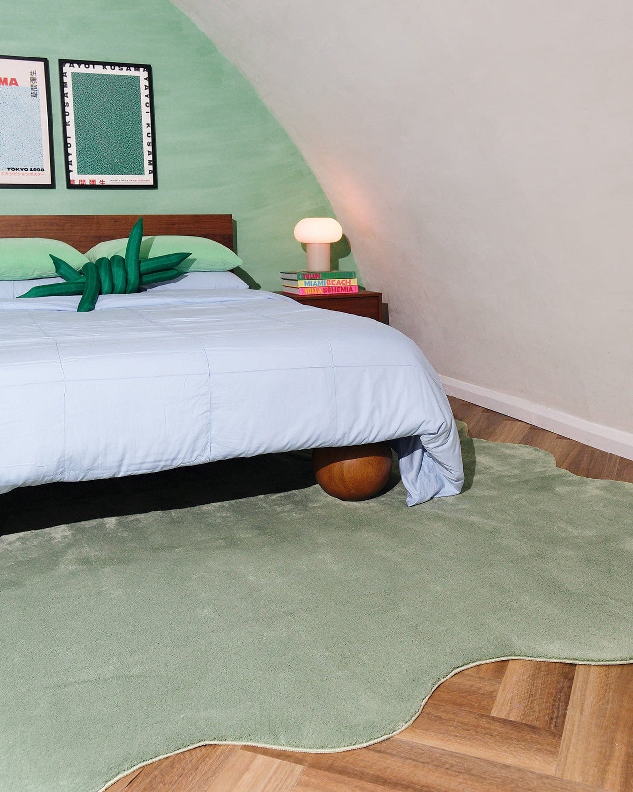 Idrissa Pale Green Scallop Washable Rug - Image 3