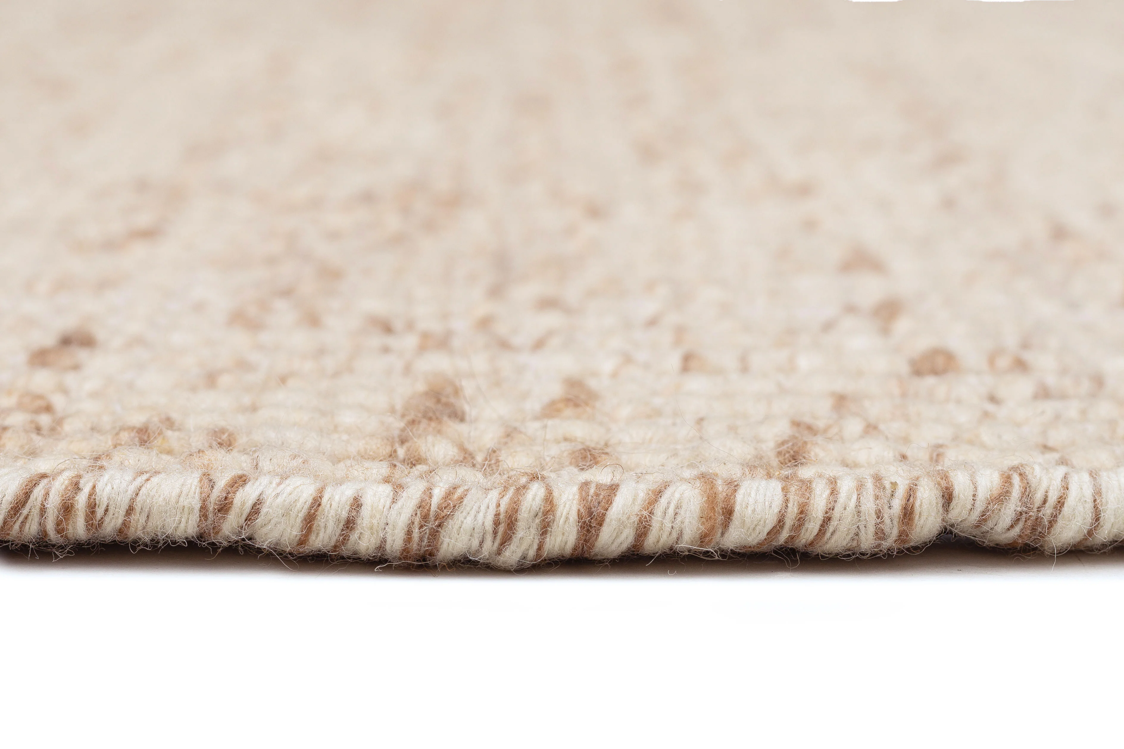 Indya Marbled Cream and Beige Chunky Wool Round Rug - Image 11